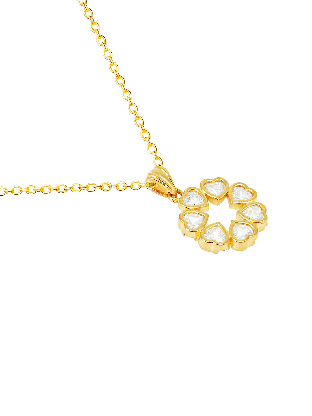 AIKA BY MINUTIAE 18K Gold Plated Chain Round Heart shaped Necklace for Women & Girls