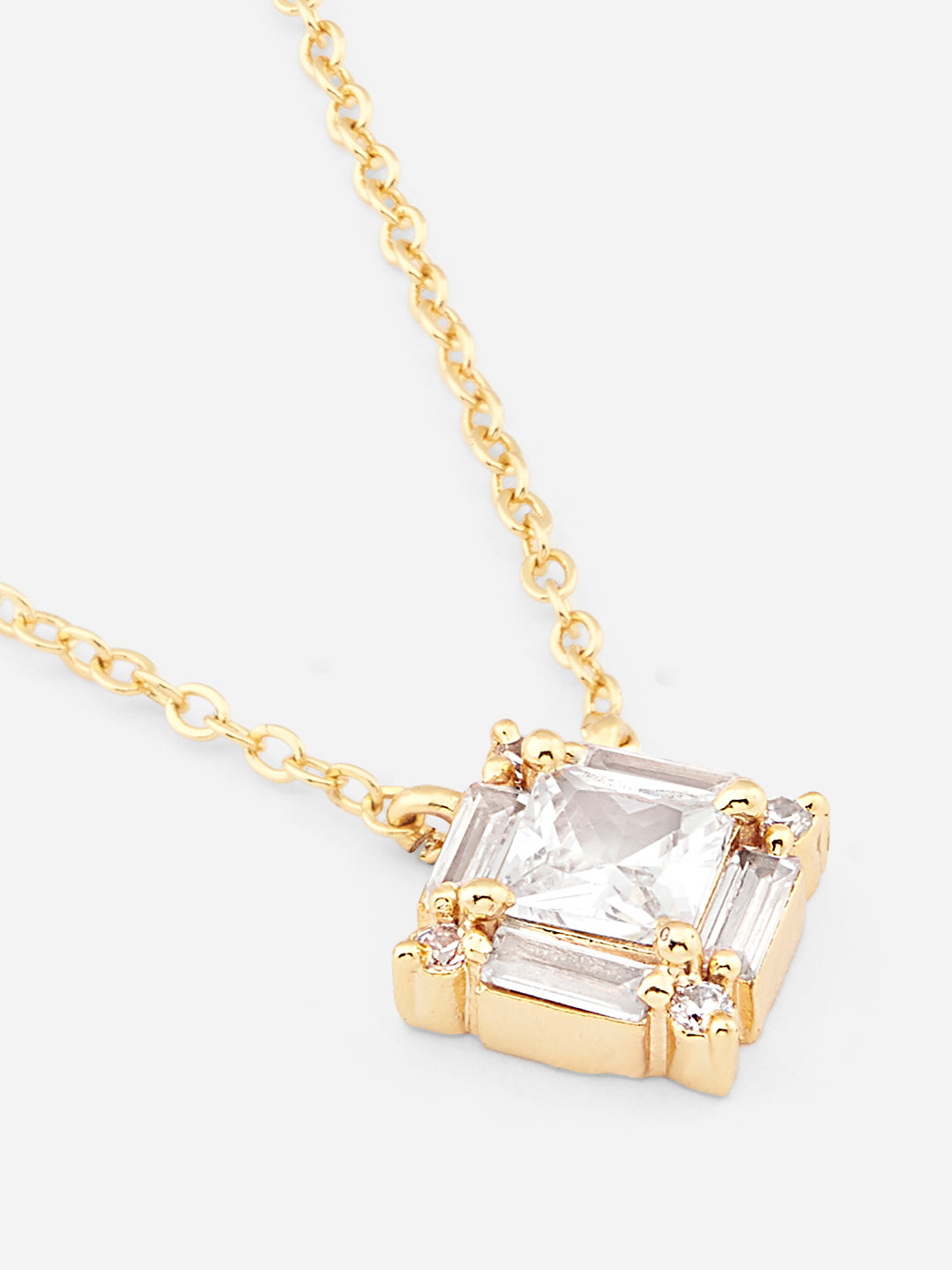 MINUTIAE  Gold_Plated White Crystals Studded pendant and a pair of earrings Jewellery Set