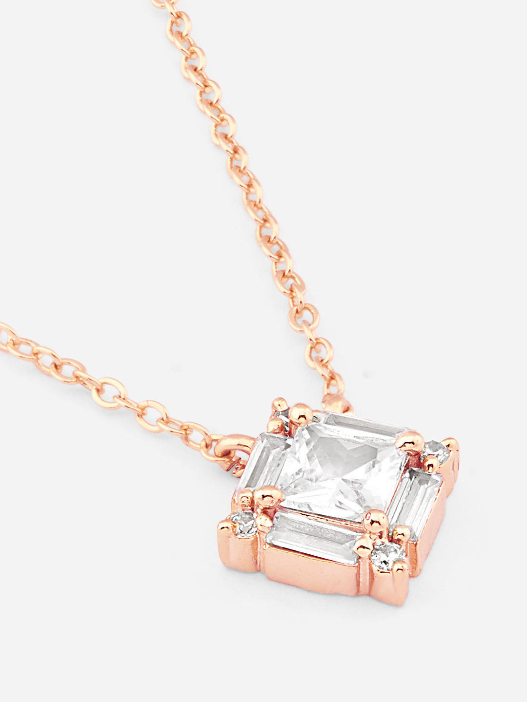 MINUTIAE  Gold_Plated White Crystals Studded pendant and a pair of earrings Jewellery Set