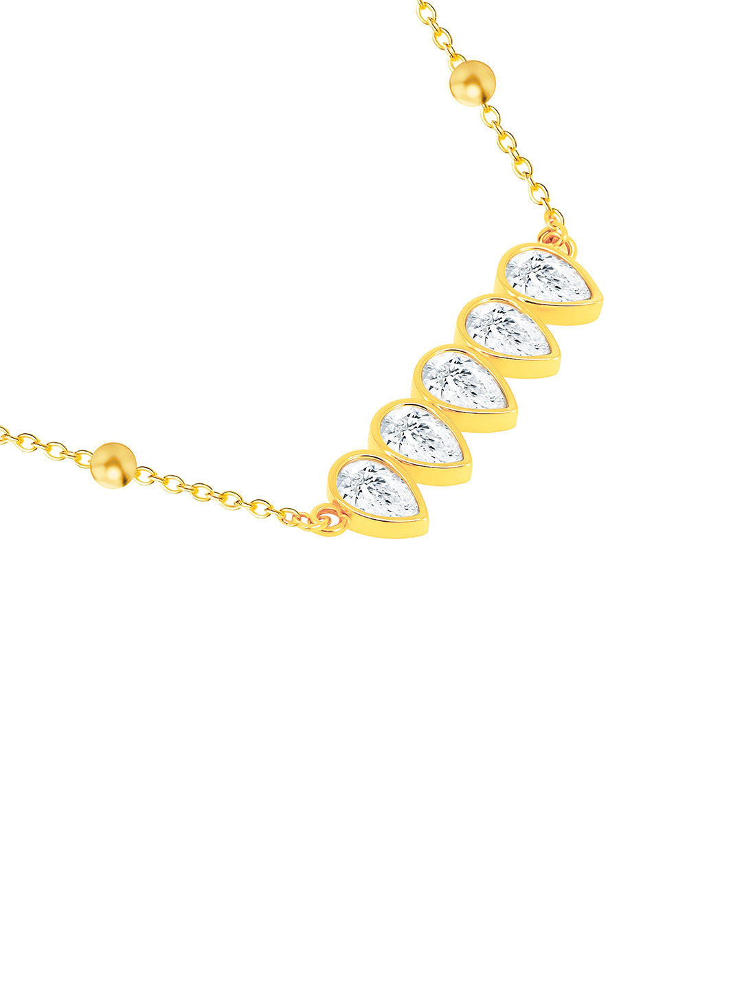 AIKA BY MINUTIAE 18K Gold Plated Chain Drop shaped Necklace for Women & Girls