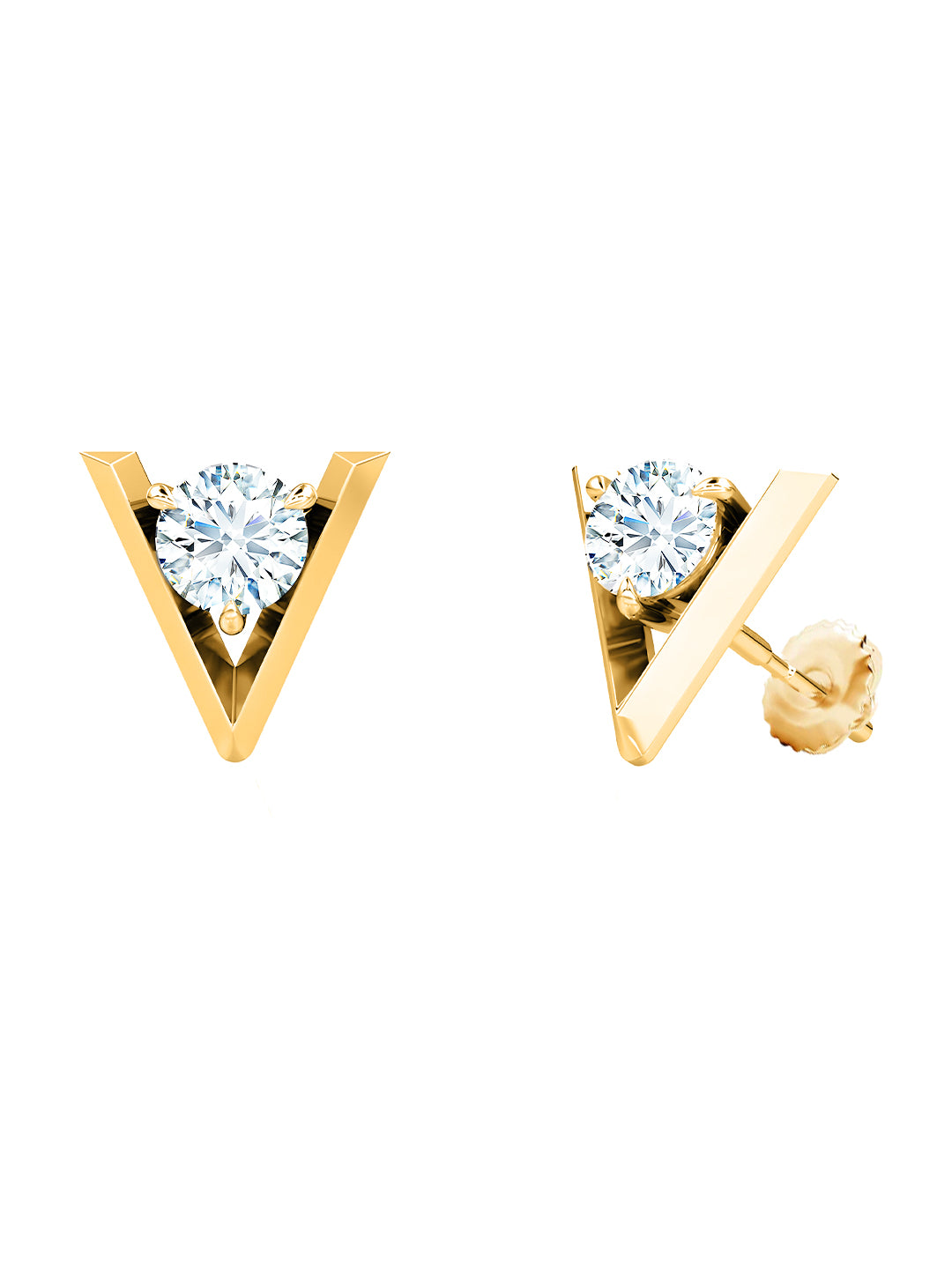 MINUTIAE Gold-Plated Artificial Stones Studded Triangular Shaped Studs