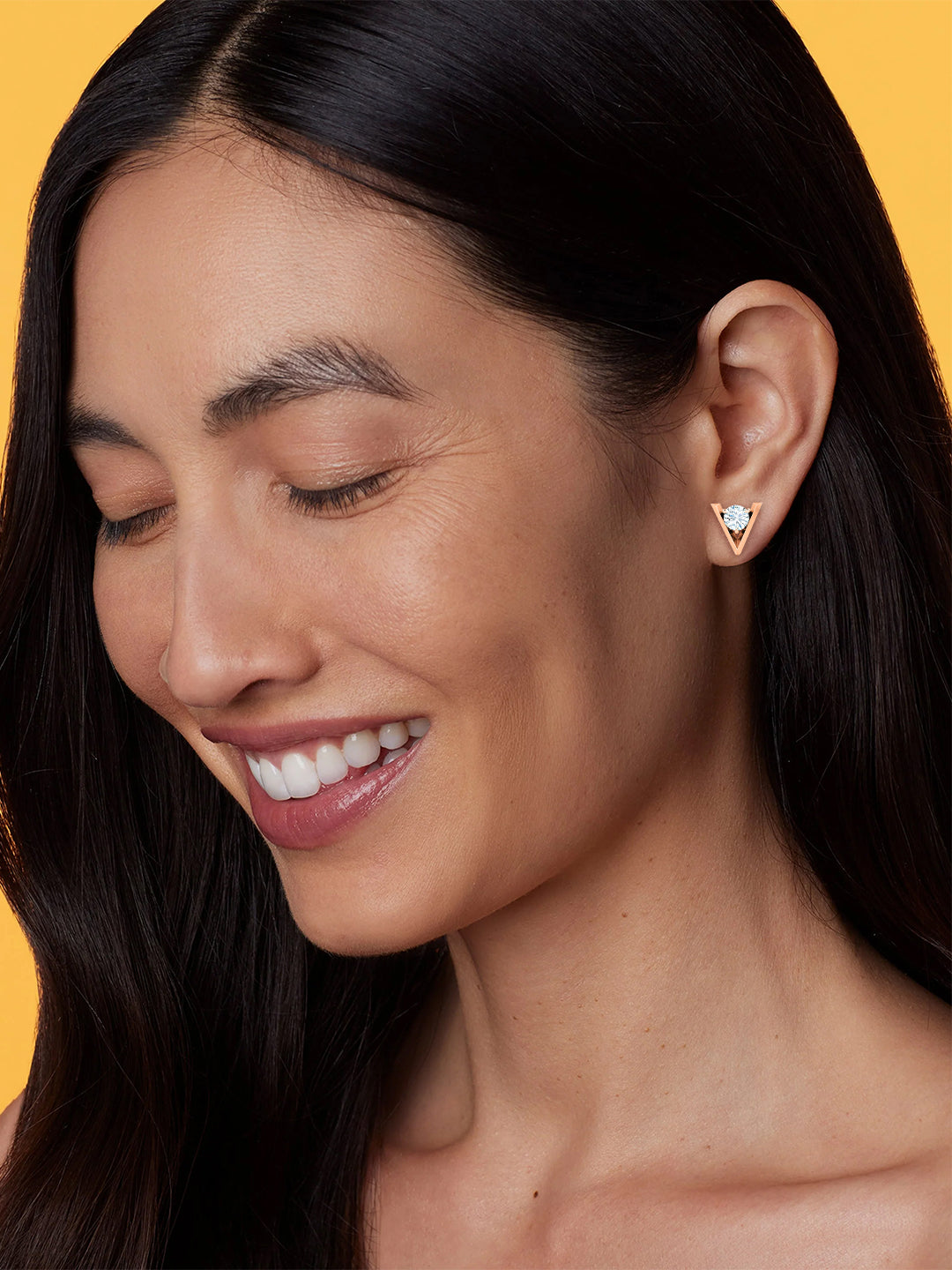 MINUTIAE Gold-Plated Artificial Stones Studded Triangular Shaped Studs