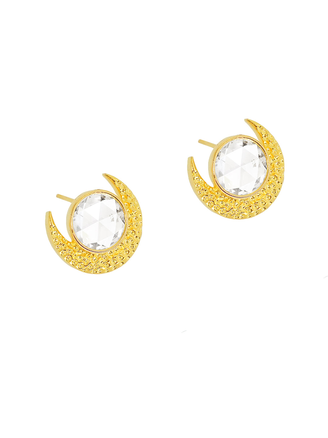 AIKA BY MINUTIAE 18K Women Gold Plated Crescent Shaped Studs Earrings