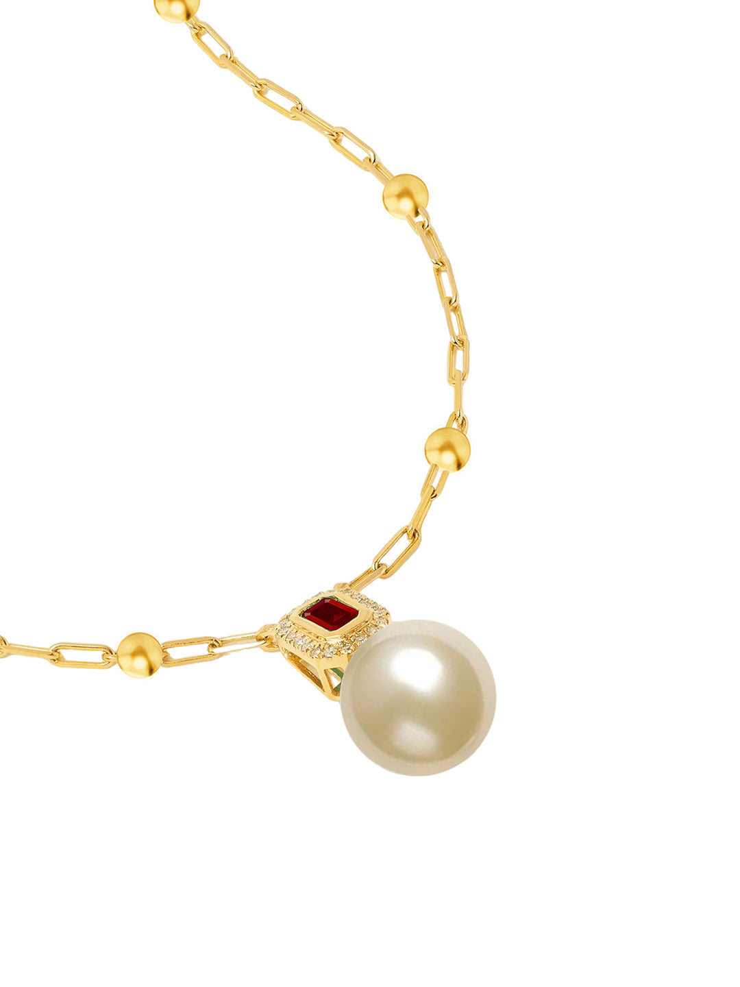 MINUTIAE Gold-Plated Artificial Stones Studded and Pearls Statement Necklace