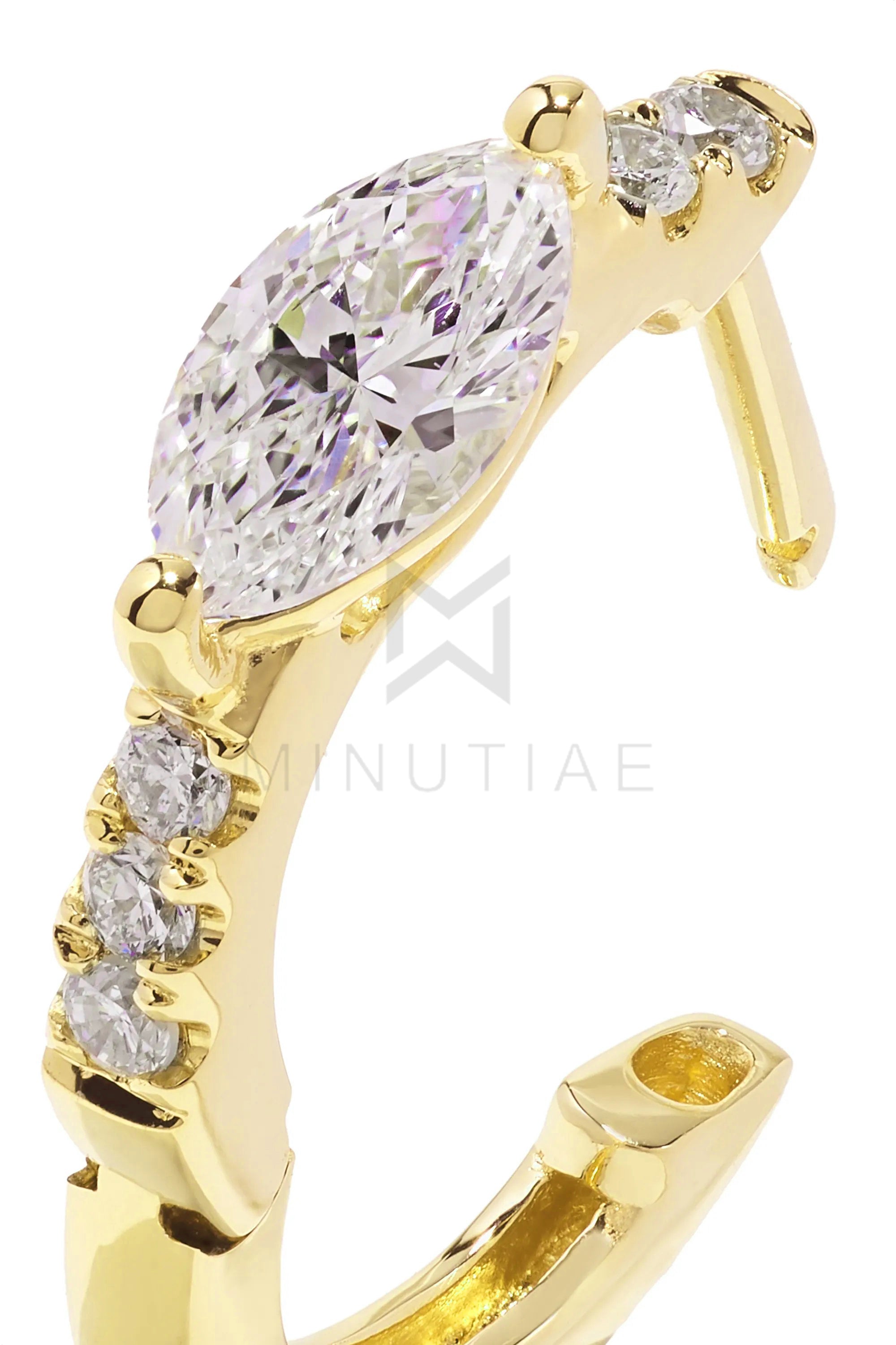 MINUTIAE Gold Plated White Contemporary Hoop Earrings For Women's & Girl