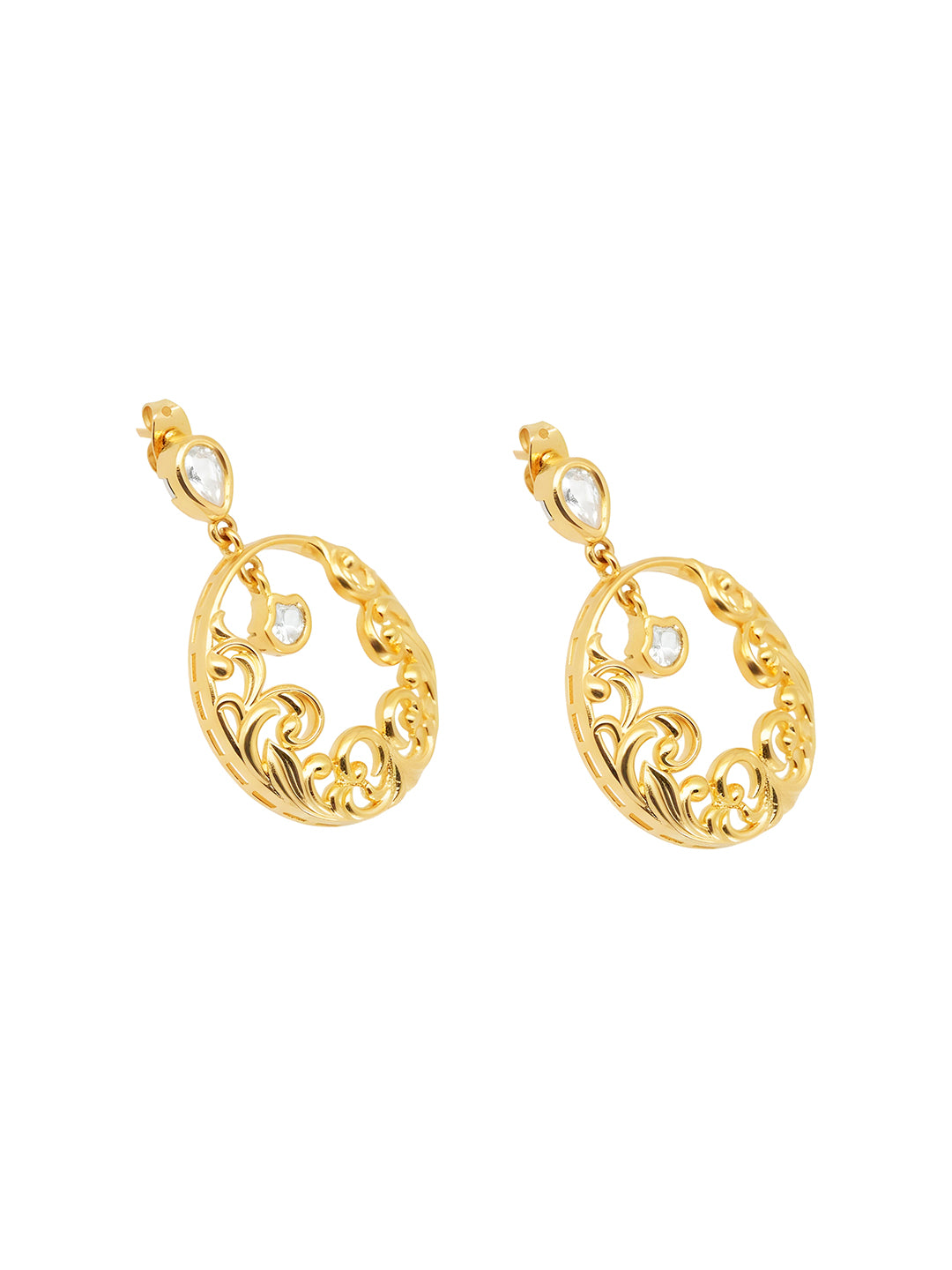 AIKA BY MINUTIAE 18K Gold-Plated Stones Drop Shaped Earring for Women & Girls