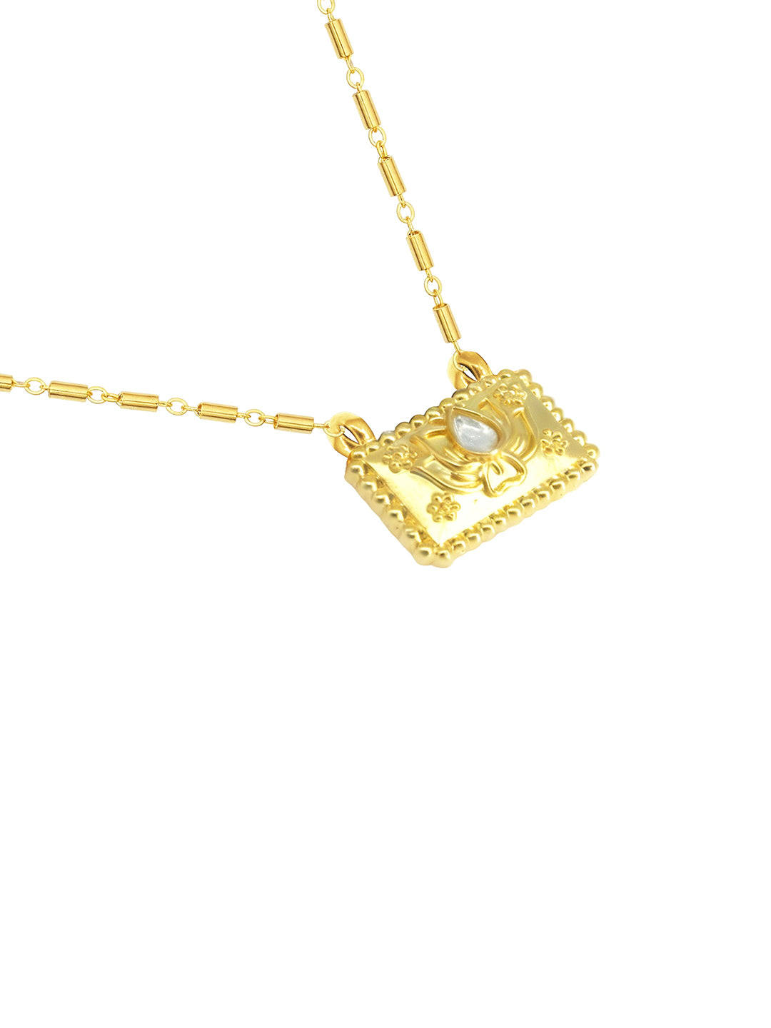 AIKA BY MINUTIAE 18K Gold Plated Chain Lotus shaped Necklace for Women & Girls
