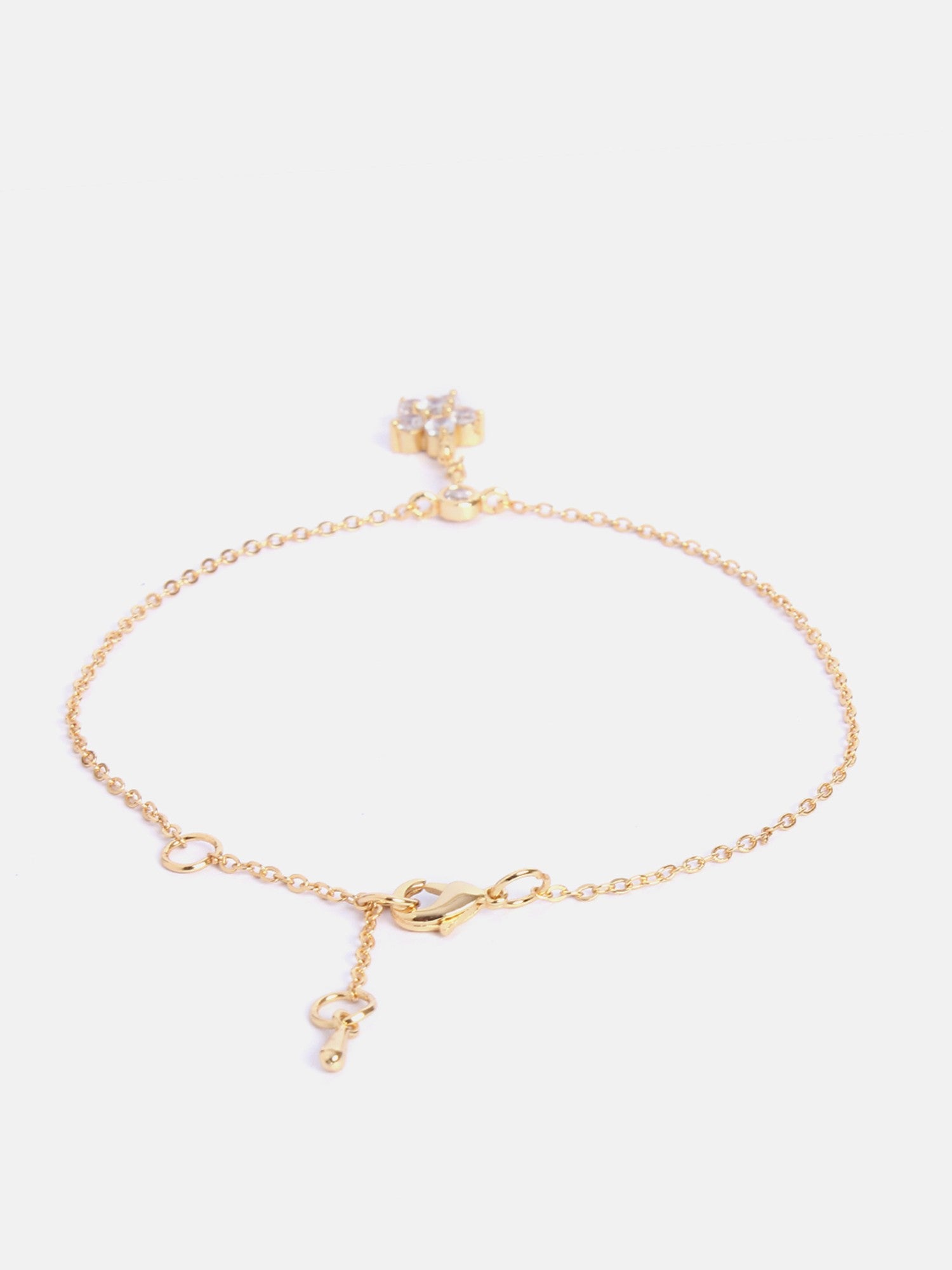 MINUTIAE Gold-Plated White Crystal Studded Handcrafted Nakshatra Anklet For Women's