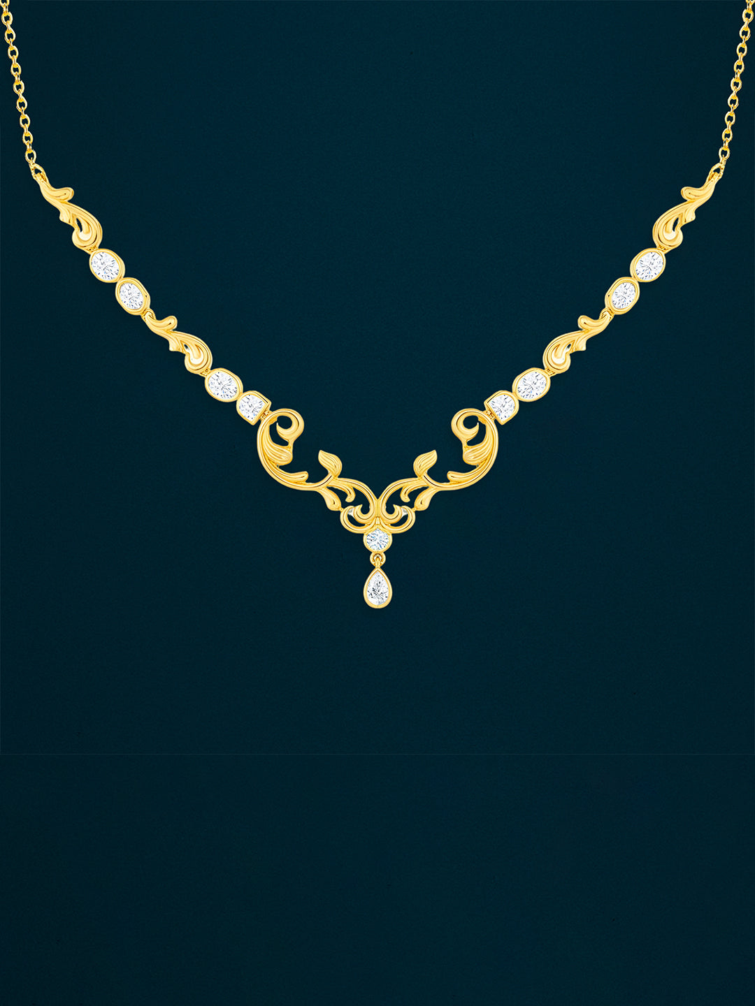 AIKA BY MINUTIAE 18K Gold Plated V Drop shaped Brass Necklace for Women