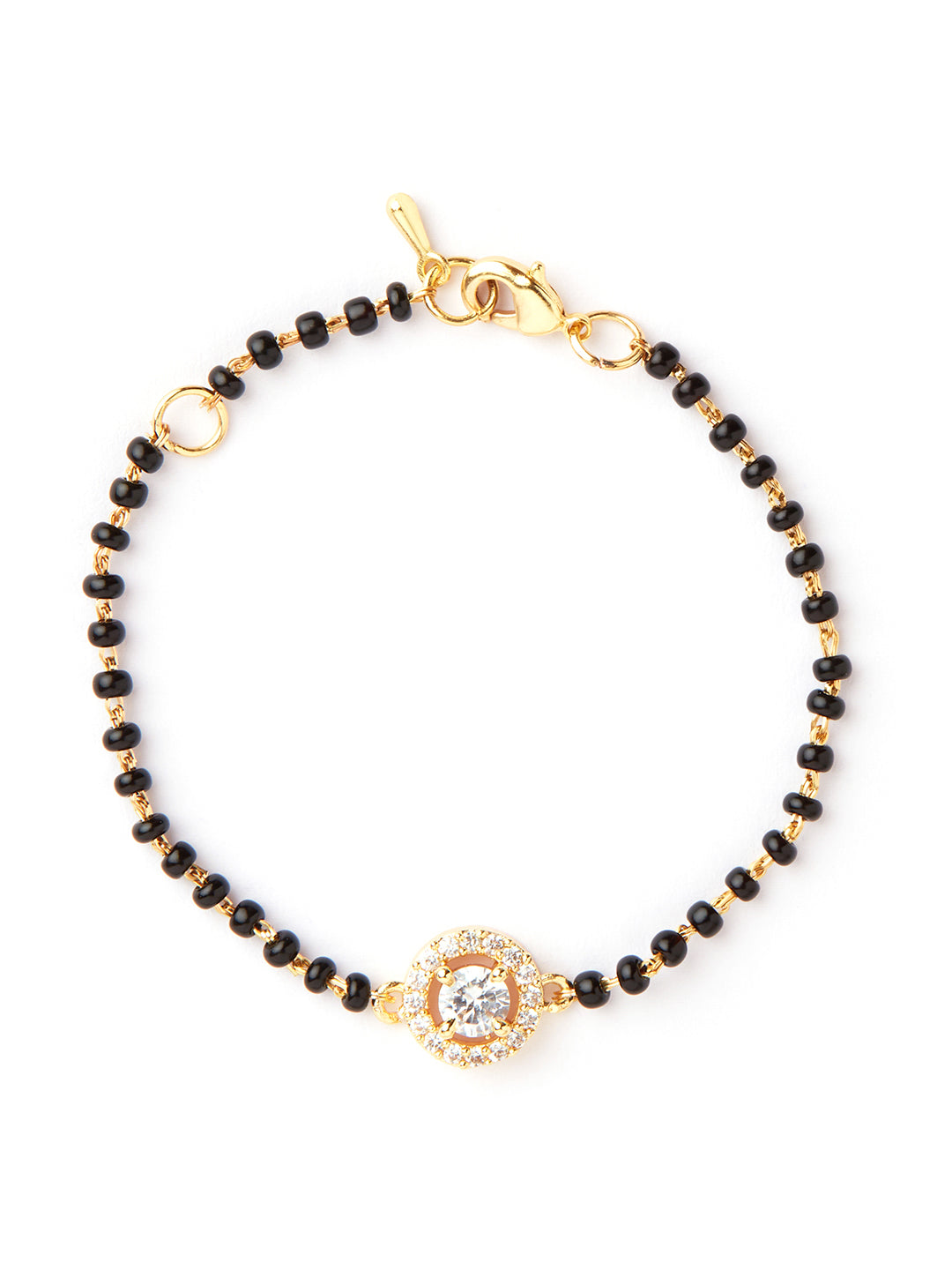 MINUTIAE Gold_Plated Crystal Studded Necklace and Bracelet Jewellery Set