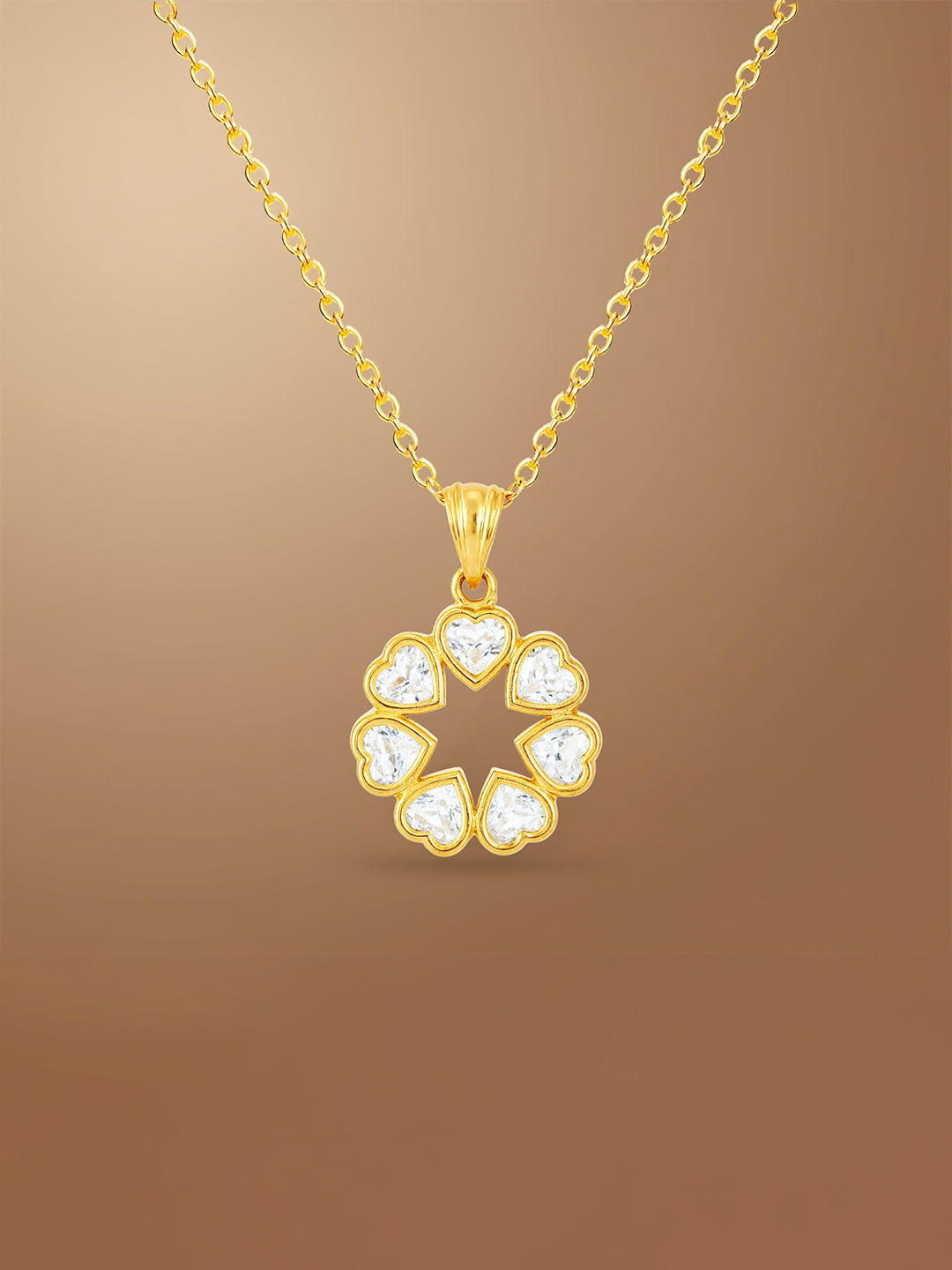 AIKA BY MINUTIAE 18K Gold Plated Chain Round Heart shaped Necklace for Women & Girls