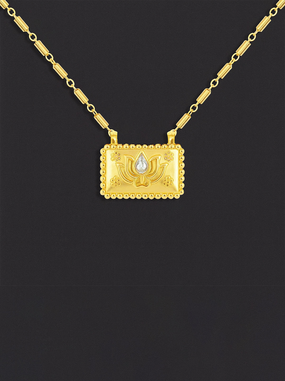 AIKA BY MINUTIAE 18K Gold Plated Chain Lotus shaped Necklace for Women & Girls