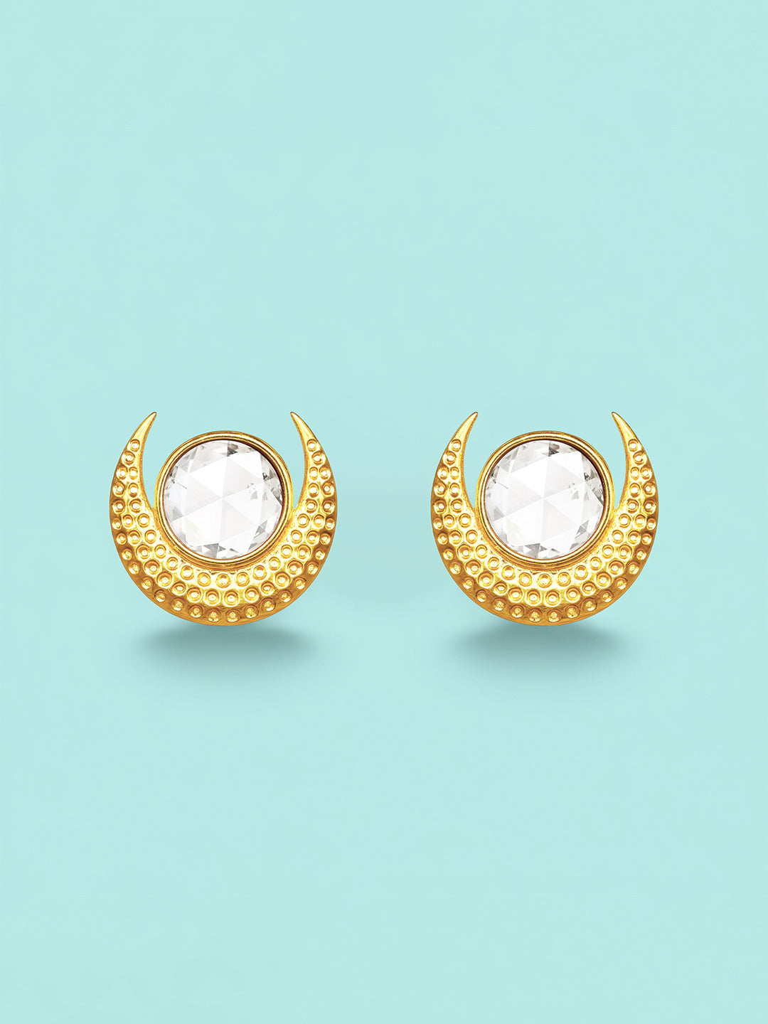 AIKA BY MINUTIAE 18K Women Gold Plated Crescent Shaped Studs Earrings