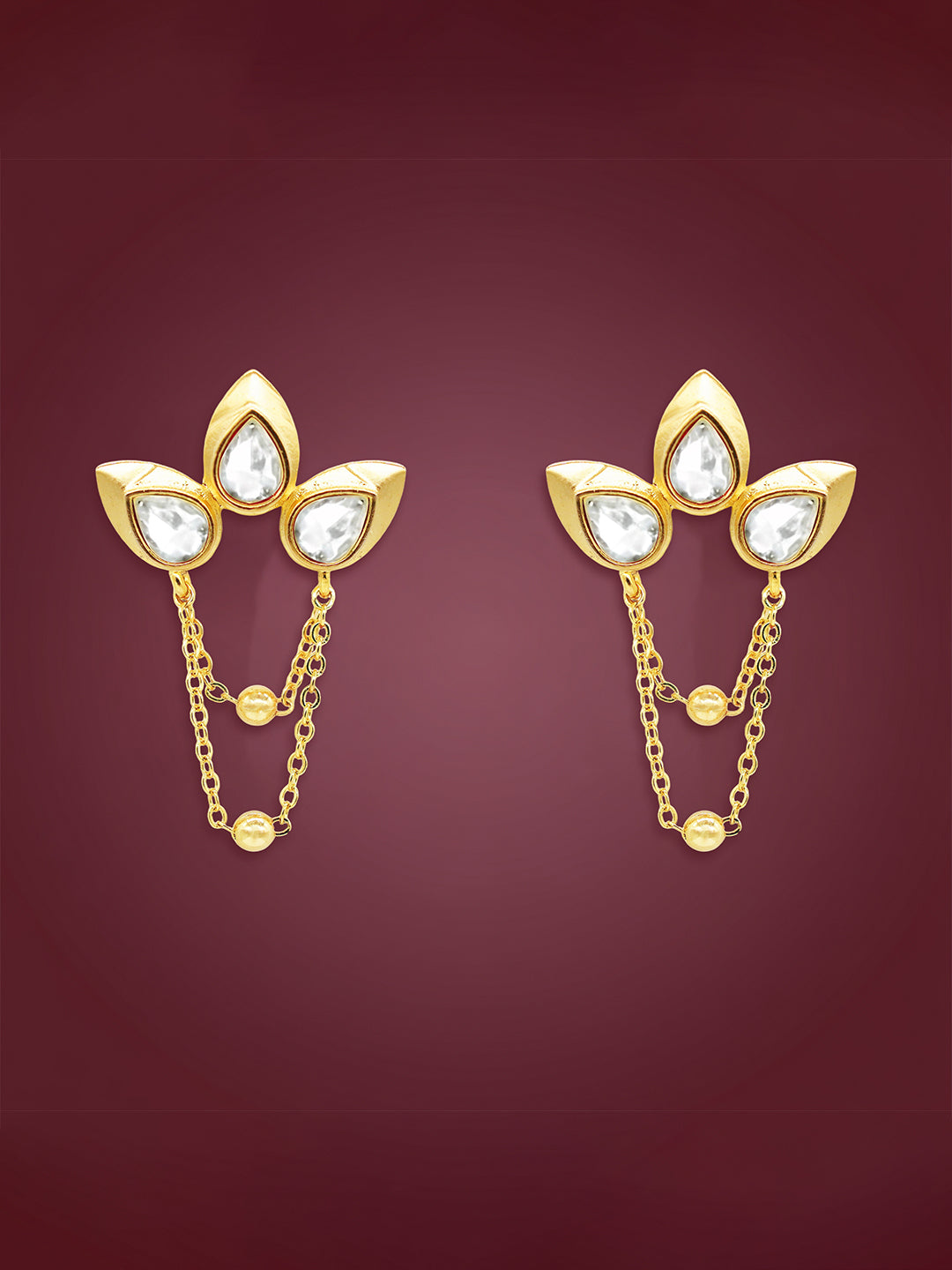 AIKA BY MINUTIAE 18K Women Gold Plated Floral Studs Earrings