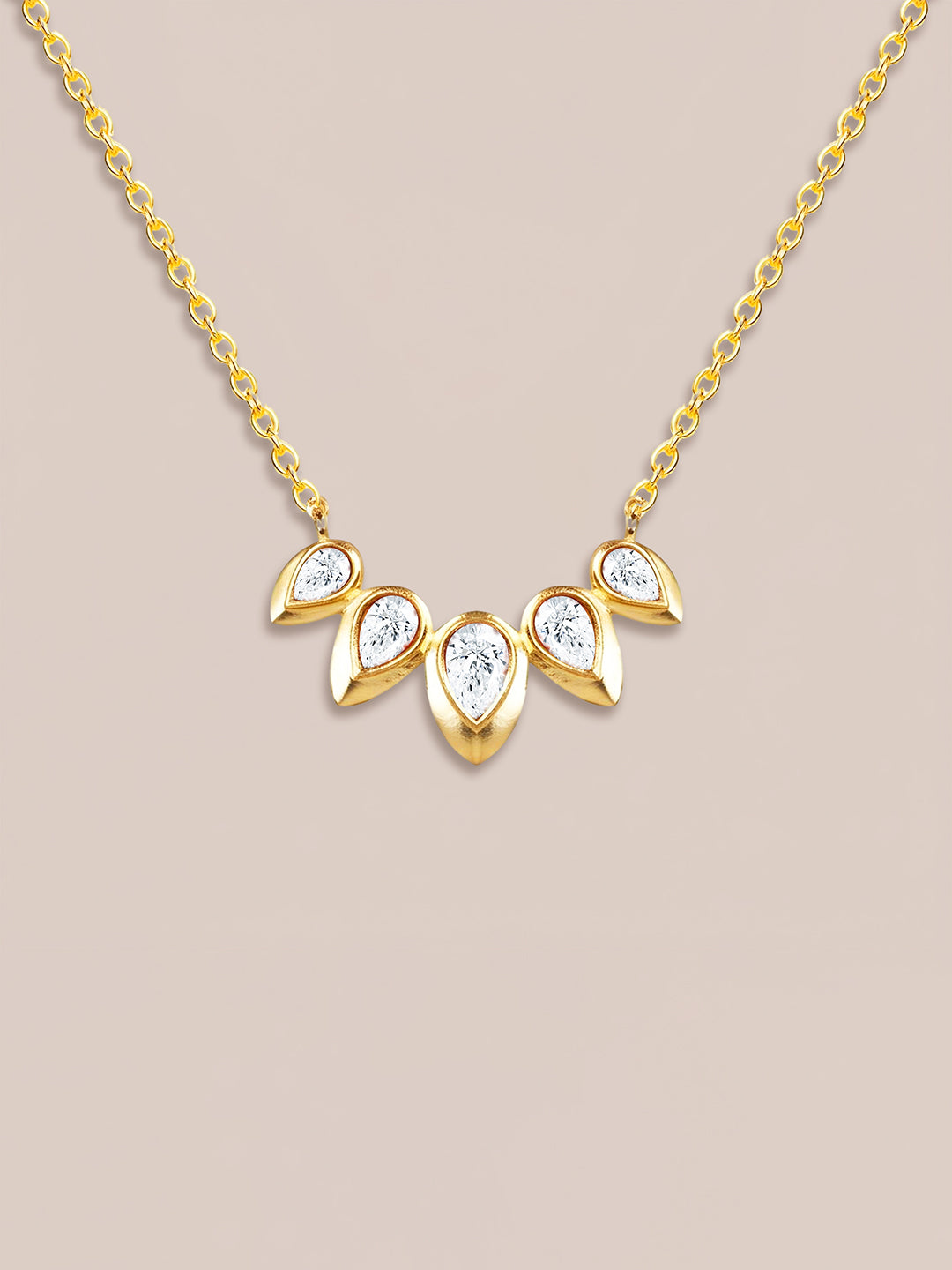 AIKA BY MINUTIAE 18K Women Brass Gold-Plated Drop Shaped Stone Necklace