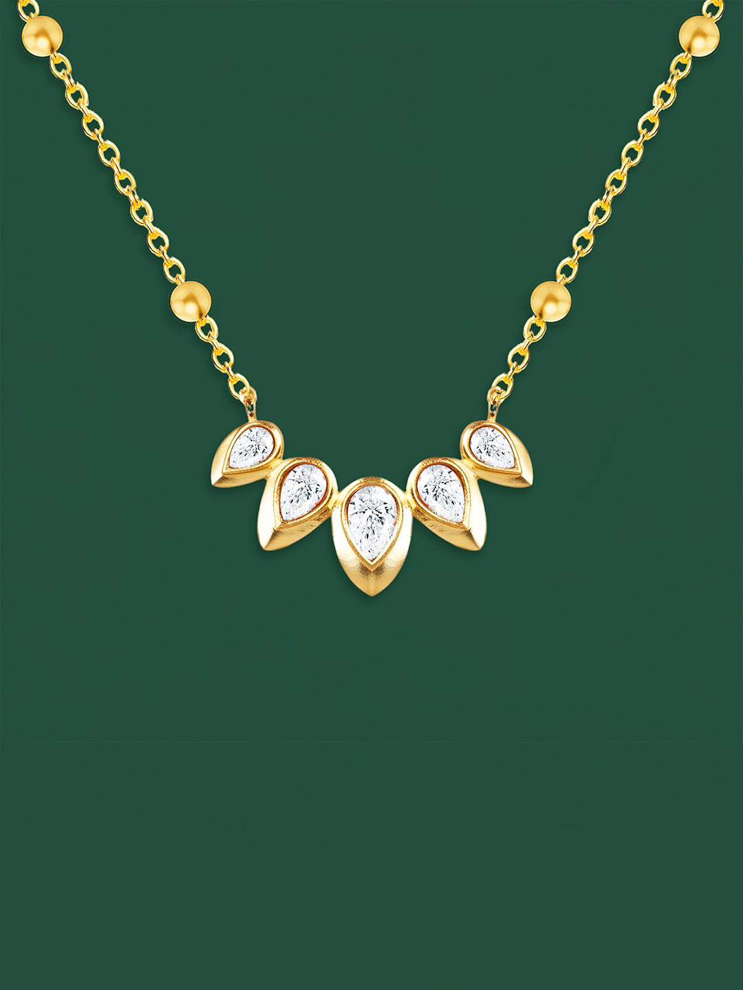 AIKA BY MINUTIAE 18K Women Brass Gold-Plated Drop Shaped Stone Necklace