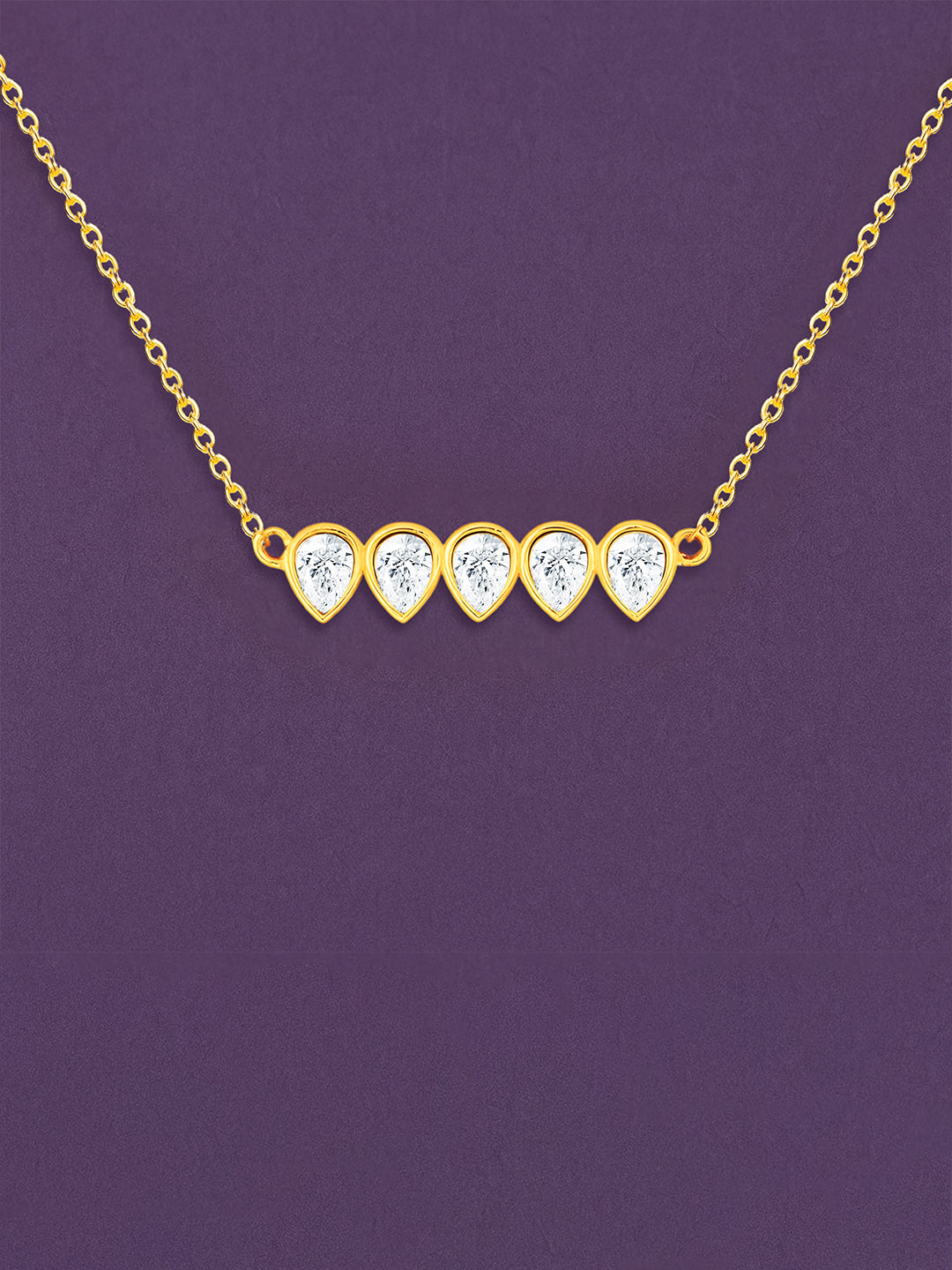 AIKA BY MINUTIAE 18K Gold Plated Drop shaped Brass Necklace for Women