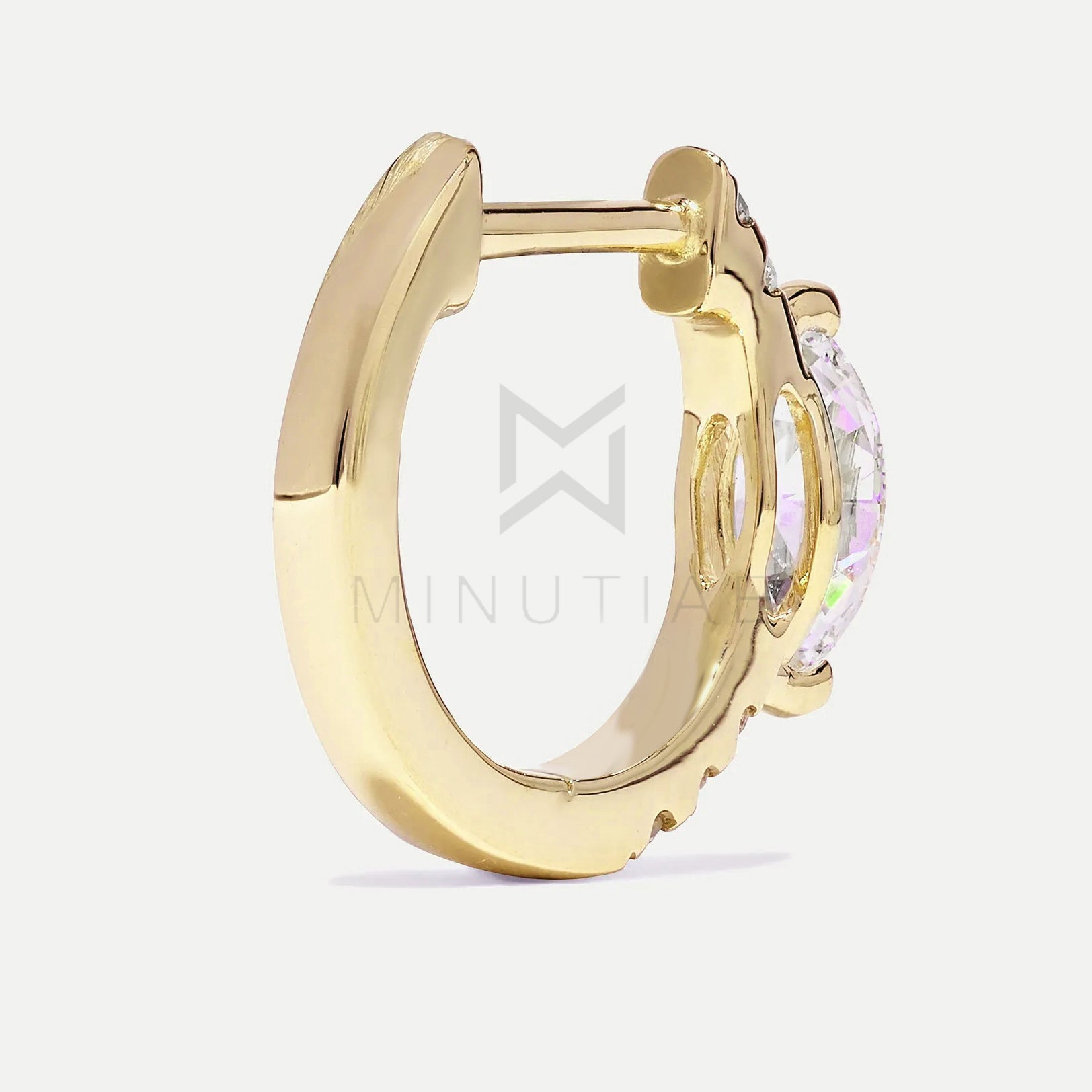 MINUTIAE Gold Plated White Contemporary Hoop Earrings For Women's & Girl