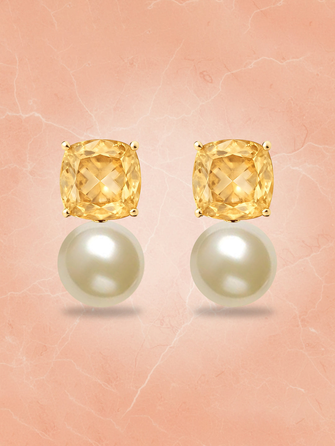 Amethyst Tourmaline With Off White Pearl Ear Tops Stud Earrings