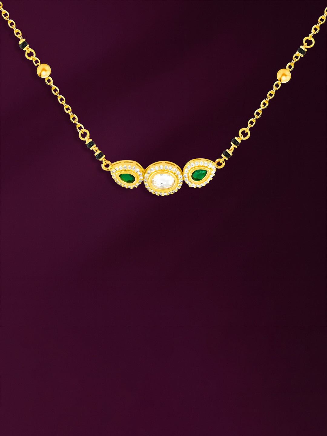 AIKA BY MINUTIAE 18K Gold Plated Chain Drop shaped Necklace for Women & Girls