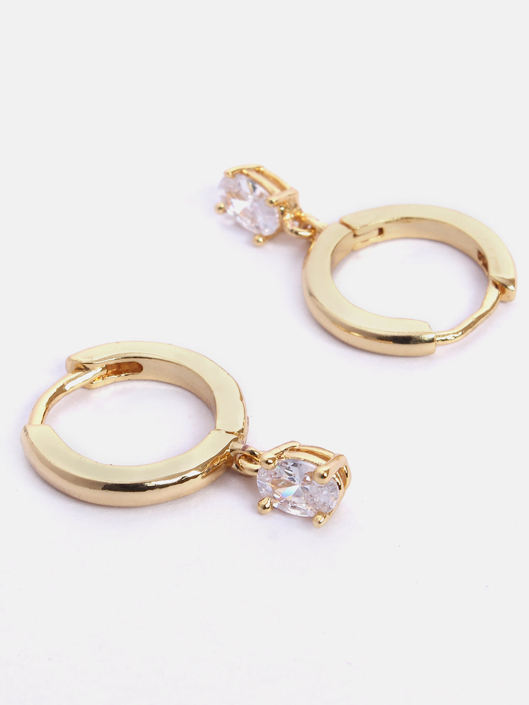 18K Gold Plated Oval Shape Crystal Clip On Earring