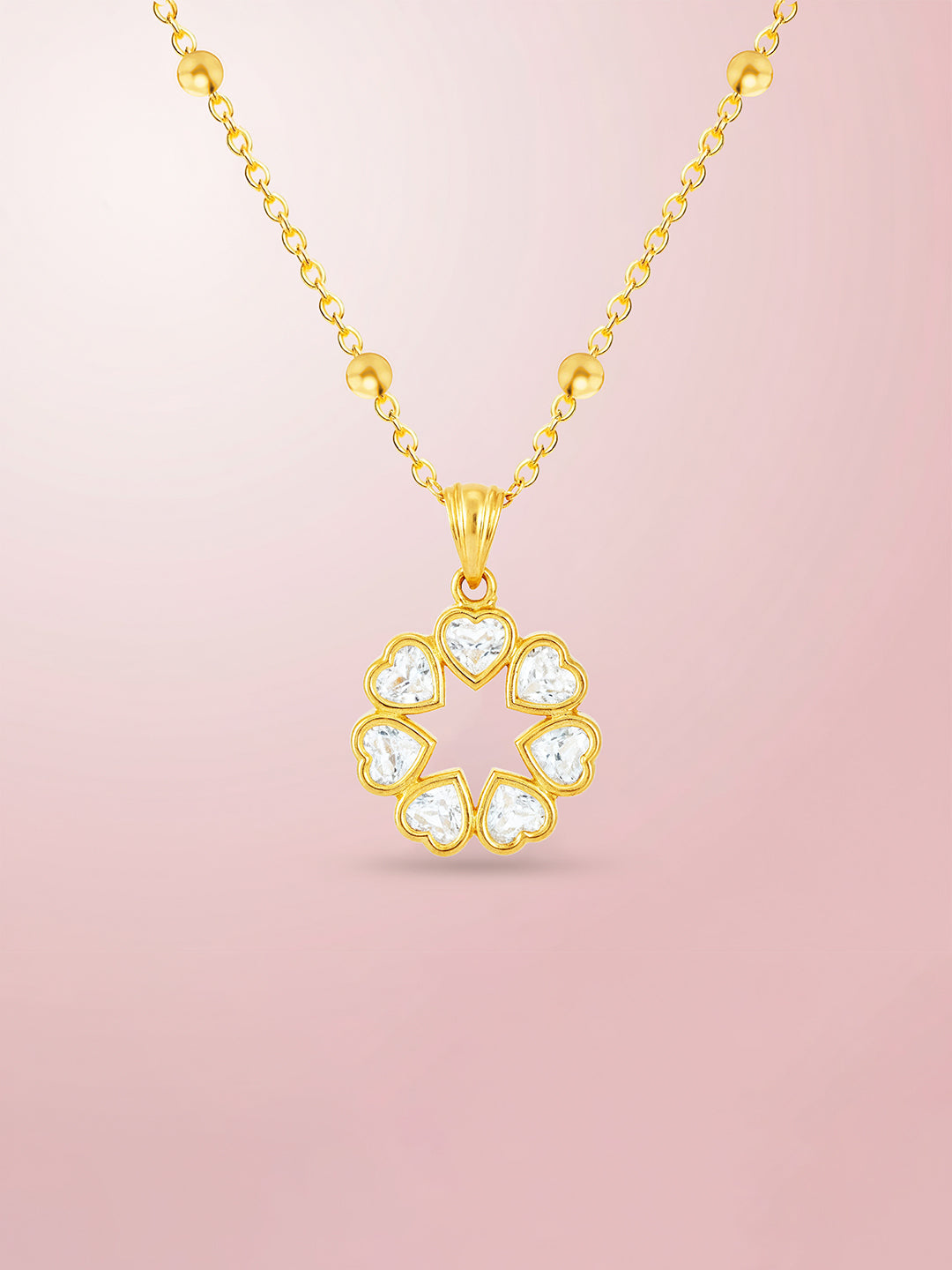 AIKA BY MINUTIAE 18K Gold Plated Chain Round Heart shaped Necklace for Women & Girls