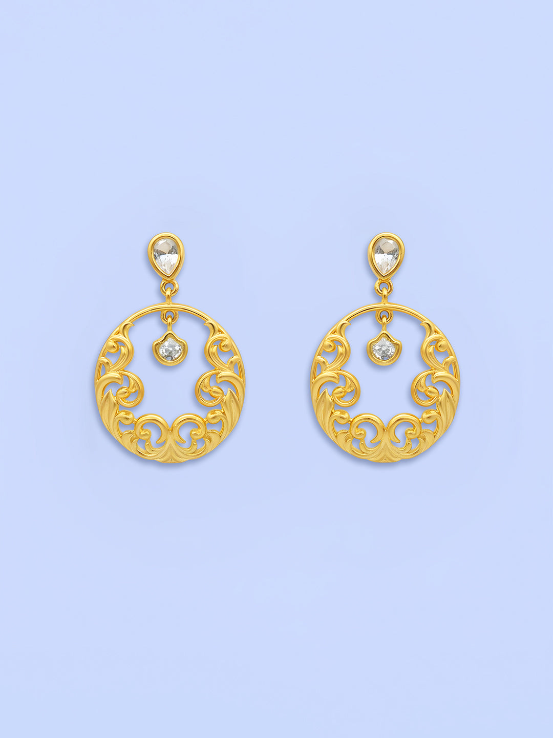 AIKA BY MINUTIAE 18K Gold-Plated Stones Drop Shaped Earring for Women & Girls
