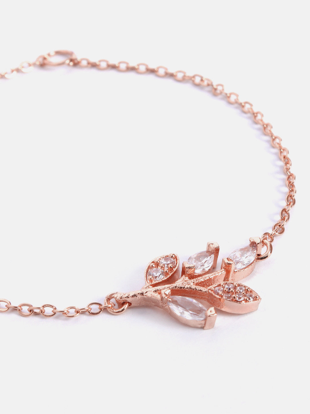 MINUTIAE Gold_Plated White Crystal Studded  pendant bracelets and a pair of earrings Jewellery Set