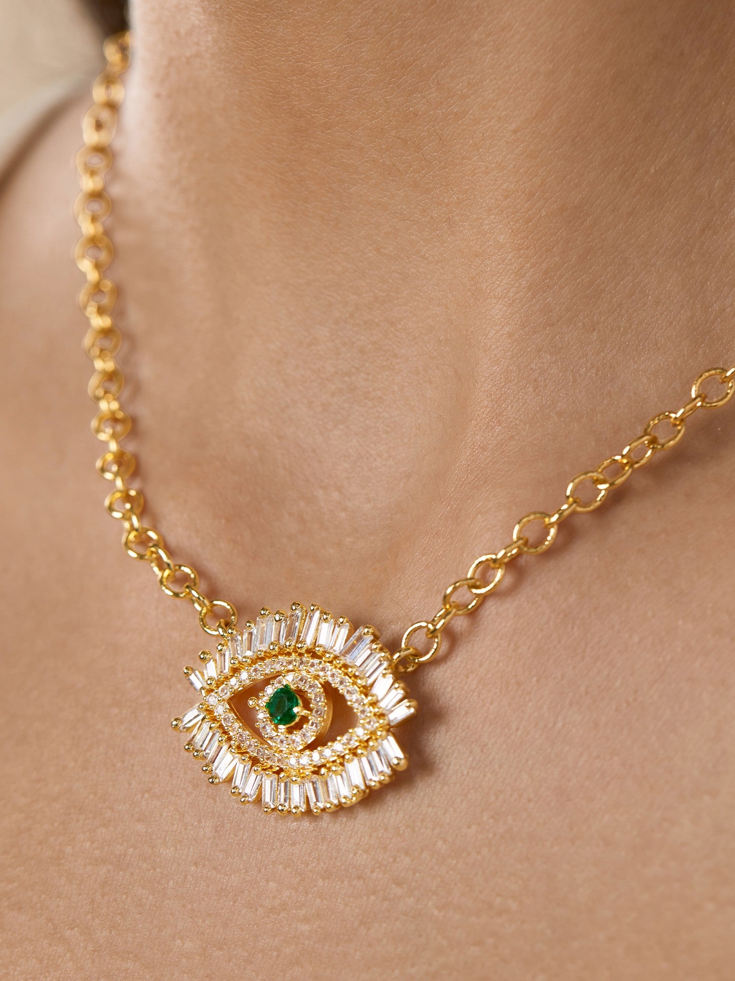 MINUTIAE Gold-Plated & Green Brass Bohemian Necklace
