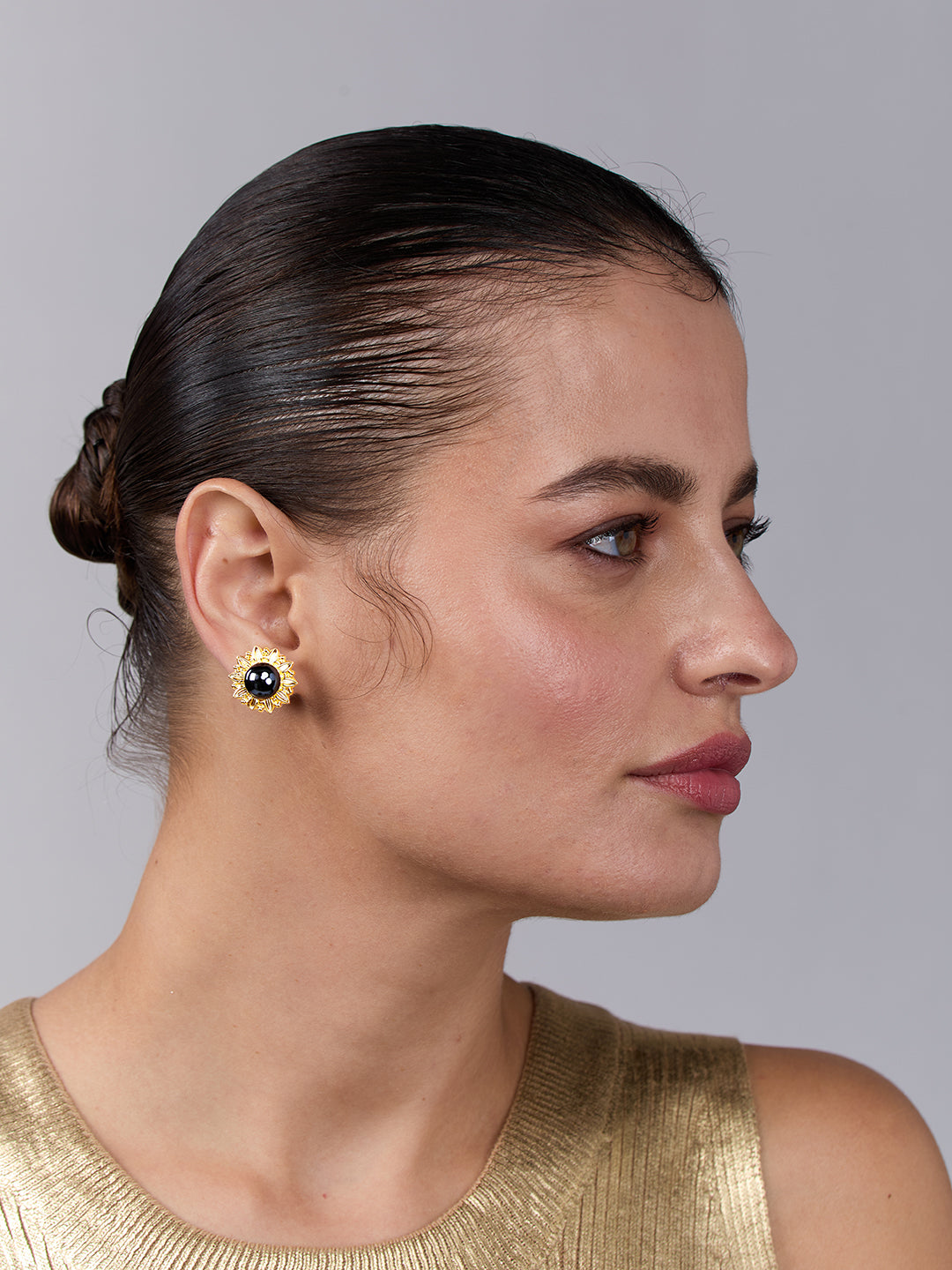 AIKA BY MINUTIAE 18K Gold Plated Black Pearl Earring for Women