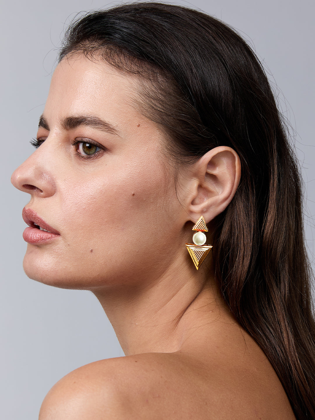 AIKA BY MINUTIAE 18K Women Gold Plated Triangular Drop Earrings