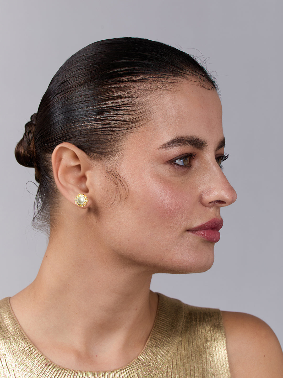 AIKA BY MINUTIAE 18K Gold Plated White Pearl Earring for Women