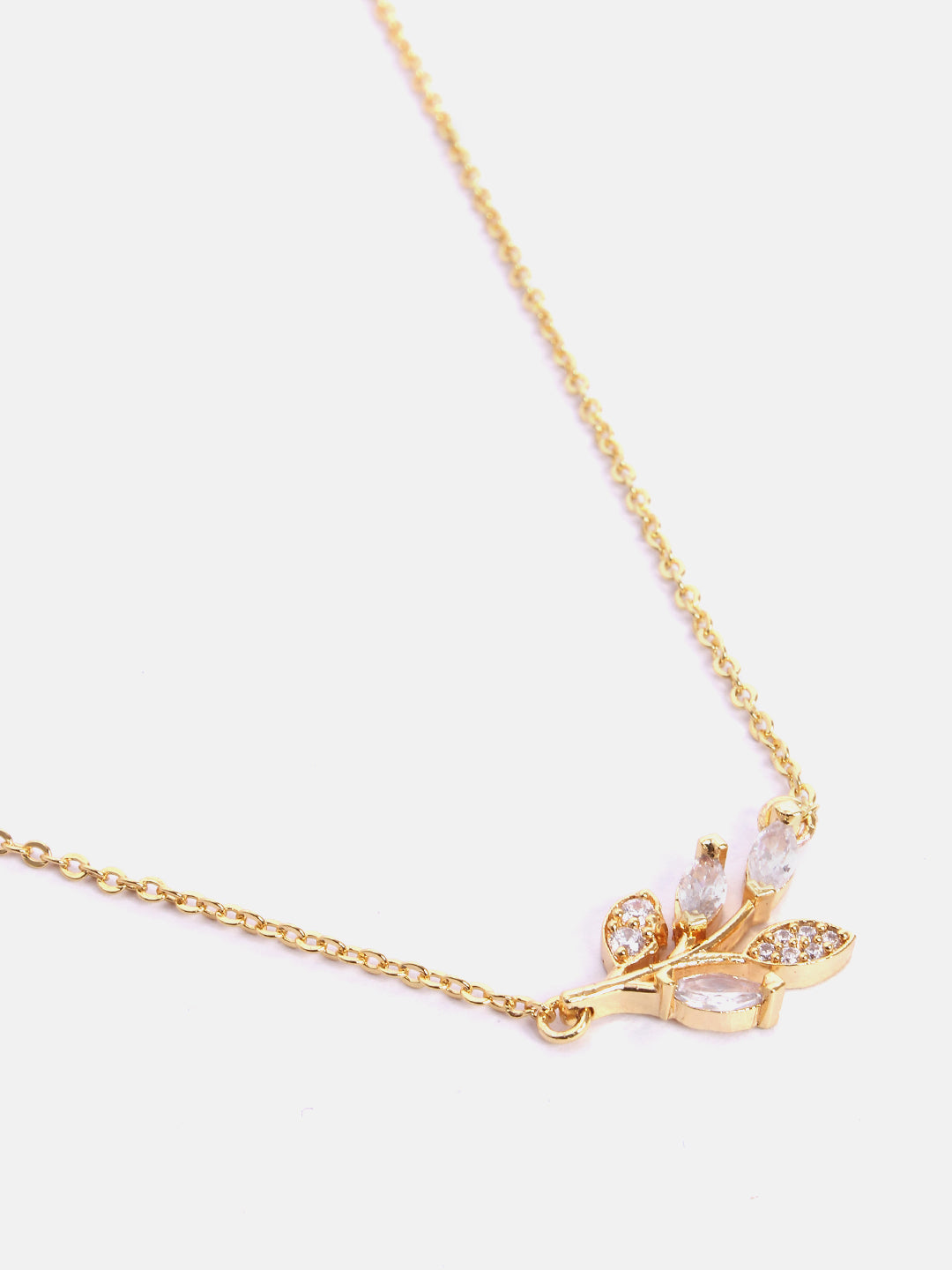 MINUTIAE Gold_Plated White Crystal Studded  pendant bracelets and a pair of earrings Jewellery Set