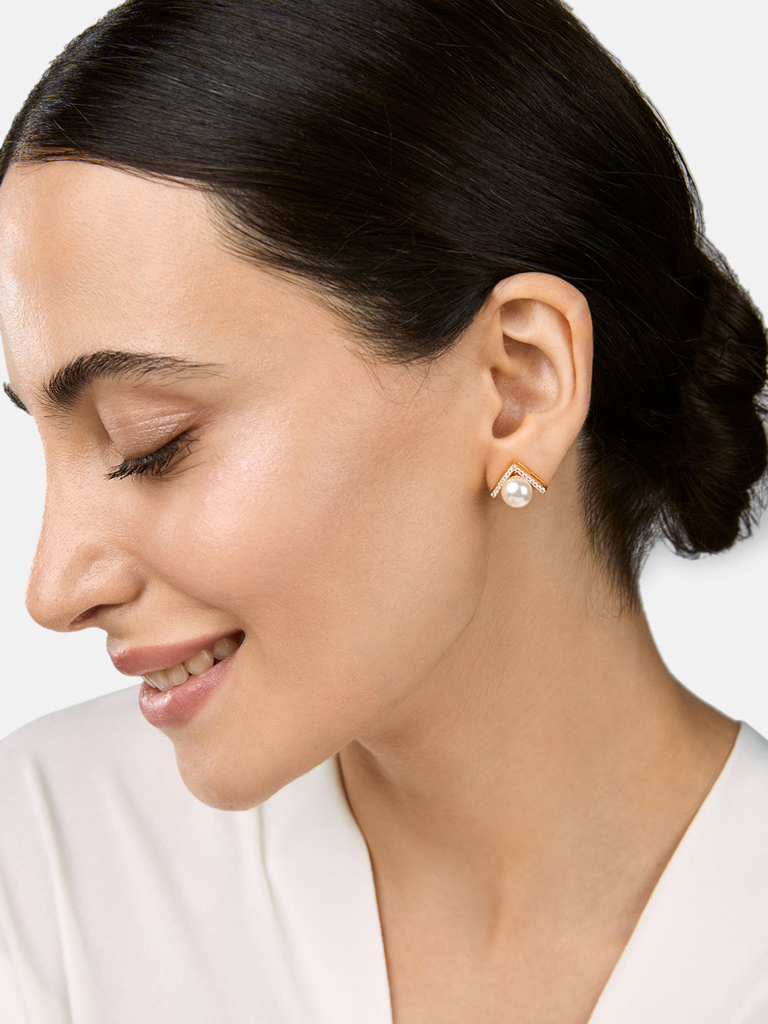 MINUTIAE Gold-Toned Geometric Studs Earrings For Women's & Girl