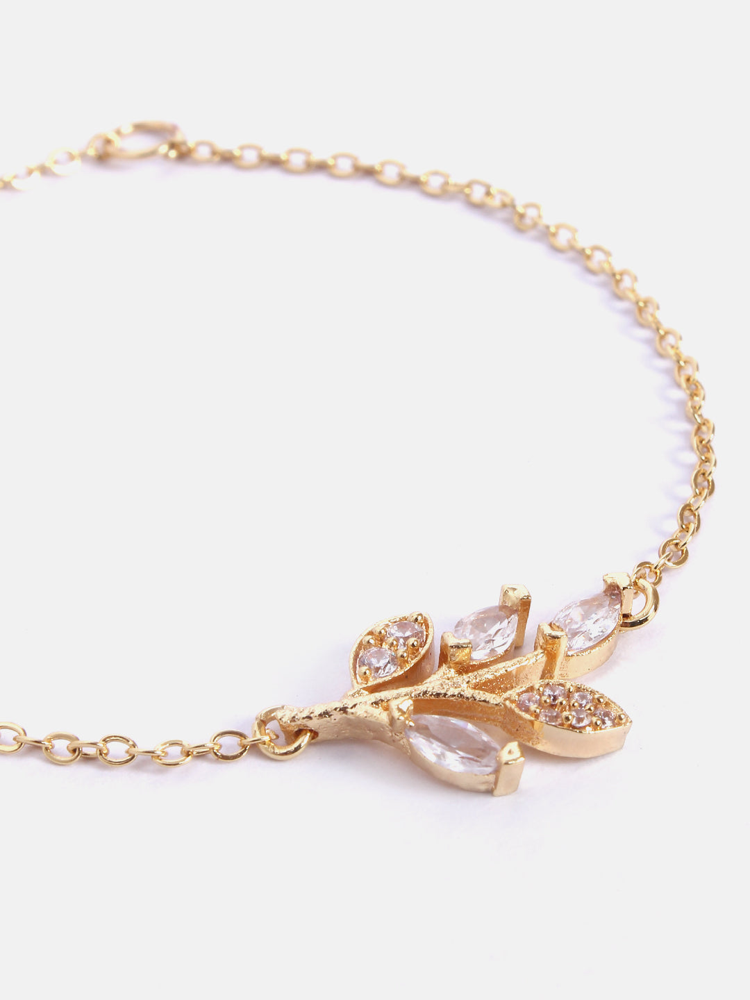 MINUTIAE Gold_Plated White Crystal Studded  pendant bracelets and a pair of earrings Jewellery Set