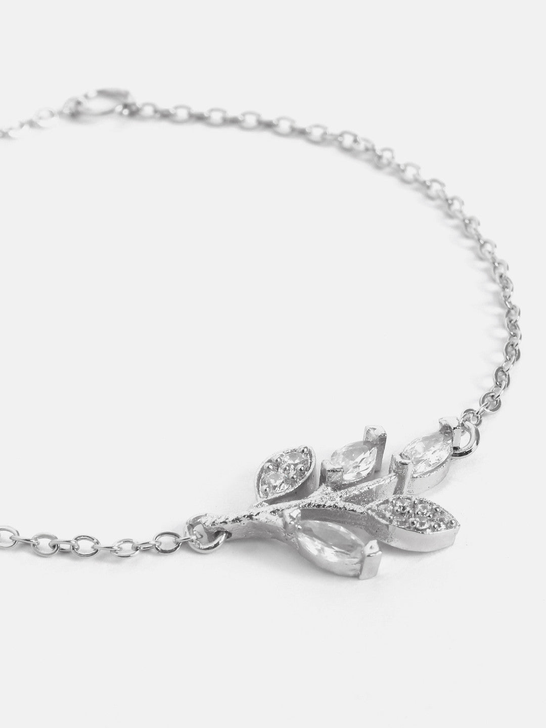 MINUTIAE Gold_Plated White Crystal Studded  pendant bracelets and a pair of earrings Jewellery Set