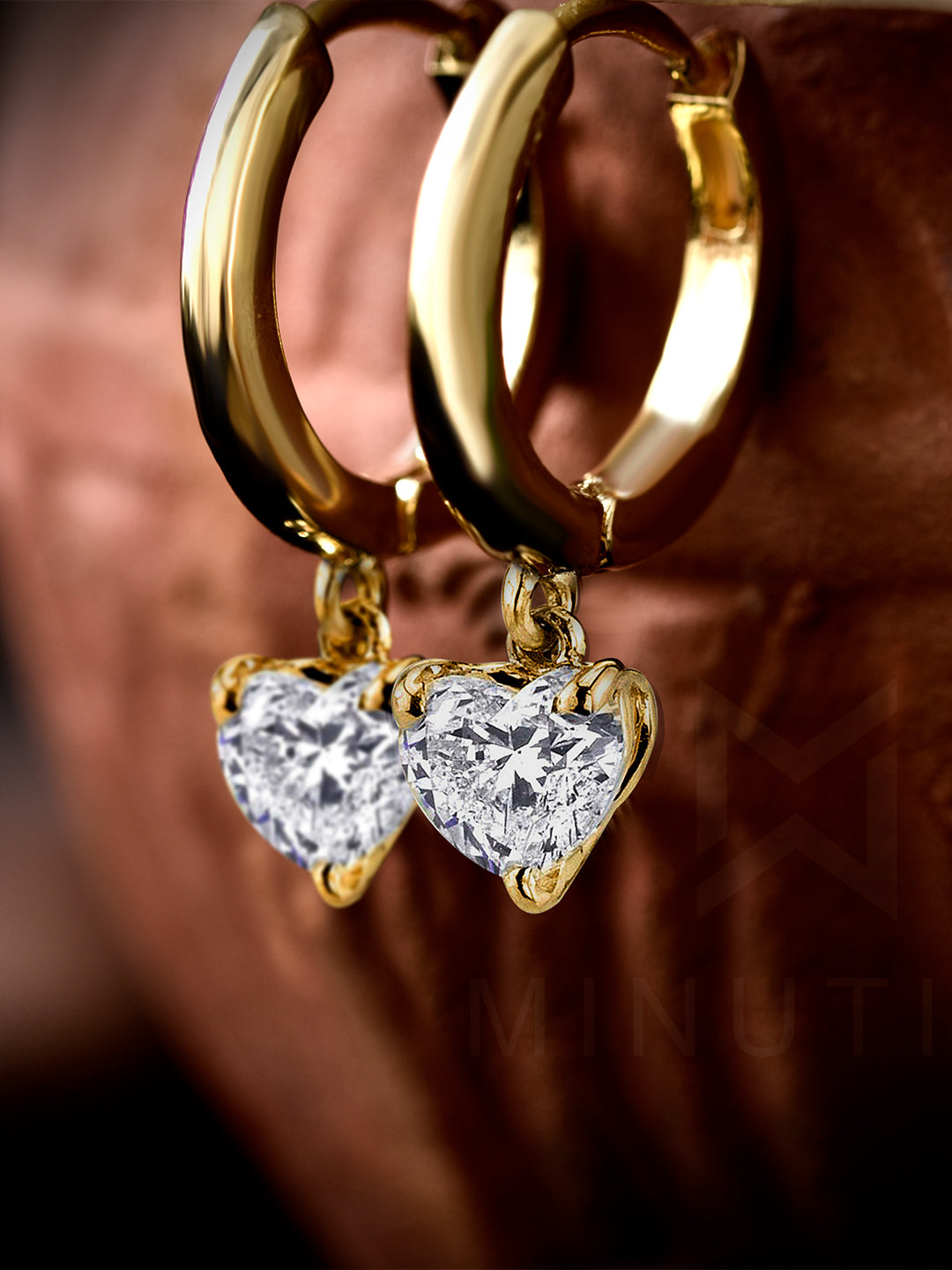 MINUTIAE 18K Gold Plated Heart Shape Crystal Clip On Earring 