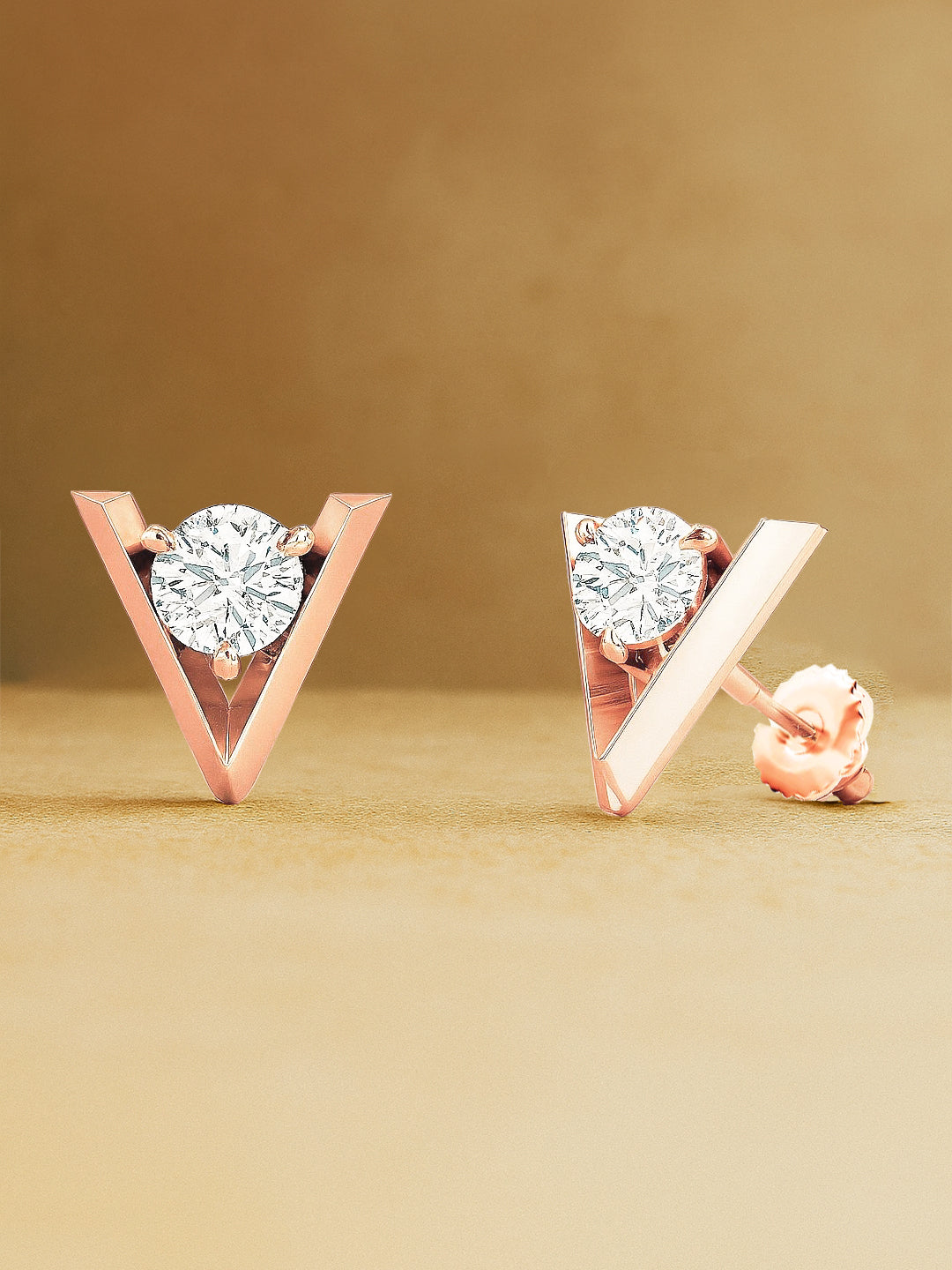 MINUTIAE Gold-Plated Artificial Stones Studded Triangular Shaped Studs