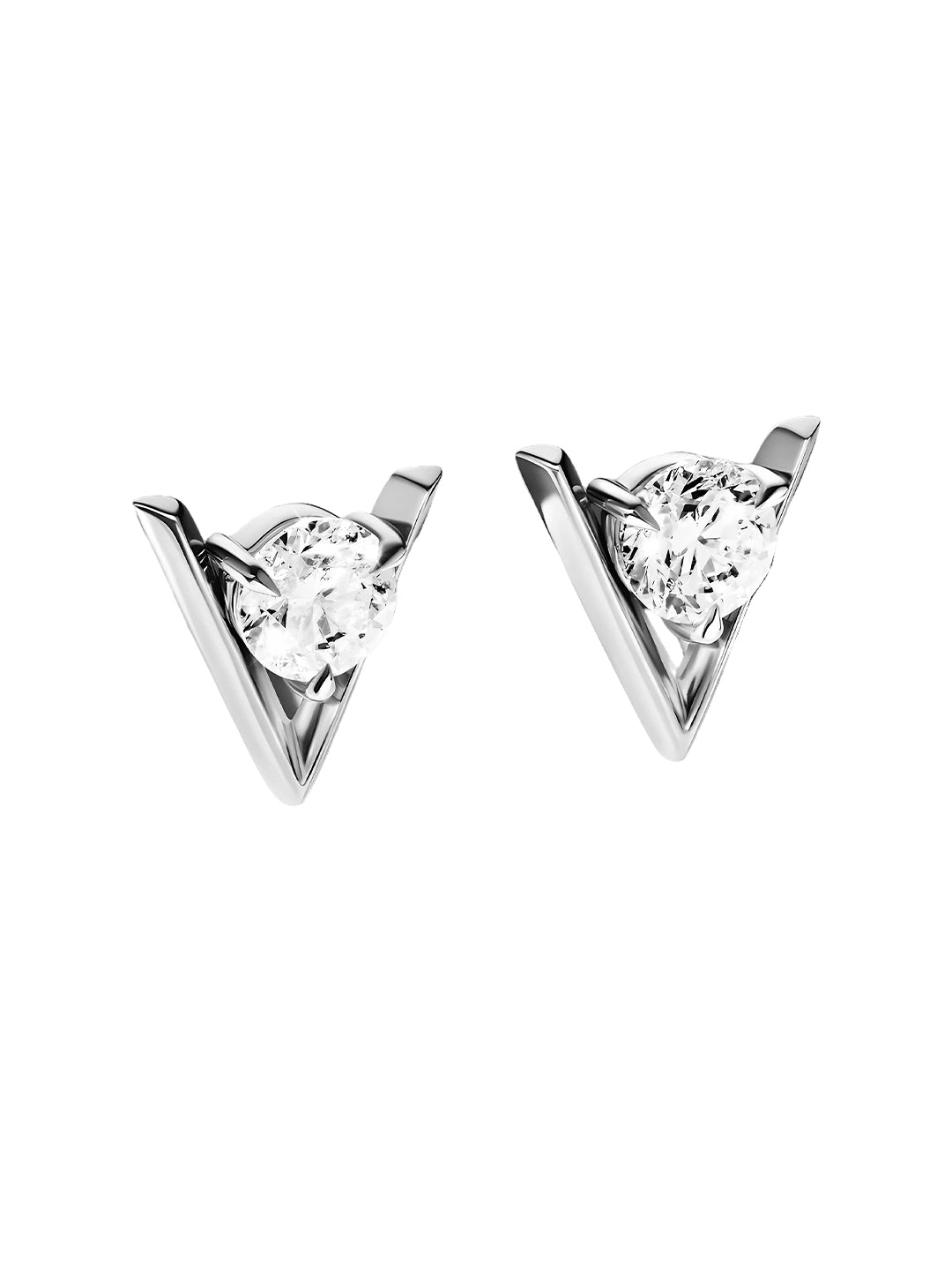 MINUTIAE Gold-Plated Artificial Stones Studded Triangular Shaped Studs