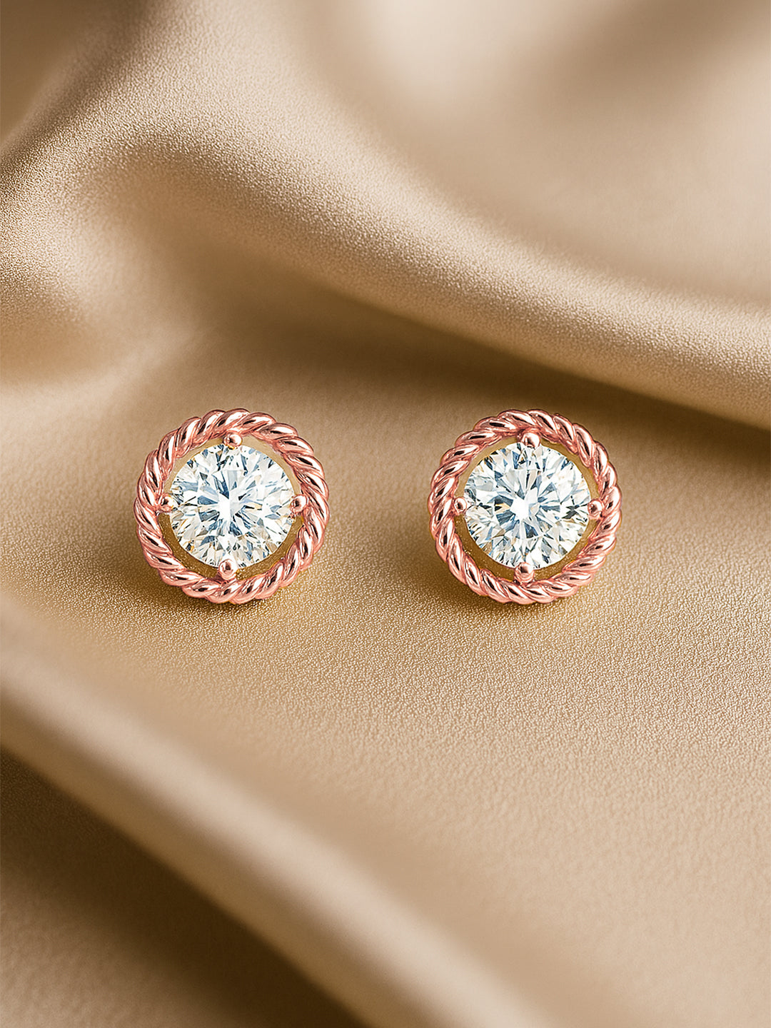 MINUTIAE Gold-Plated Artificial Stones Studded Circular Shaped Studs