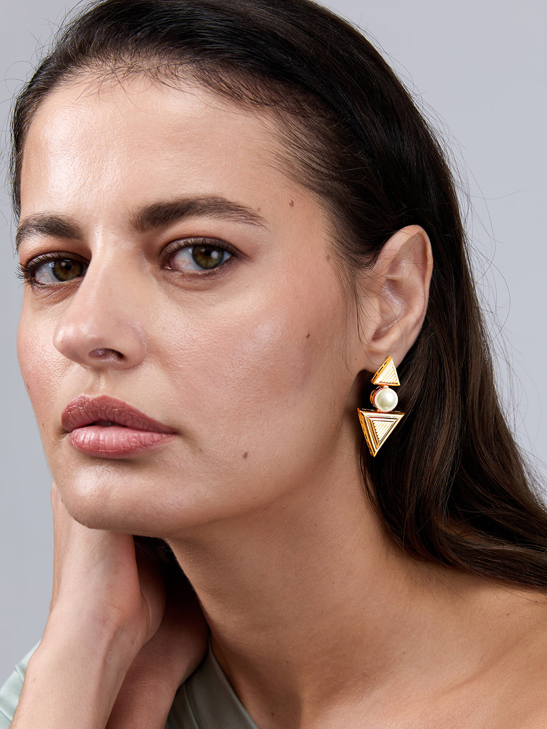 AIKA BY MINUTIAE 18K Women Gold Plated Triangular Drop Earrings