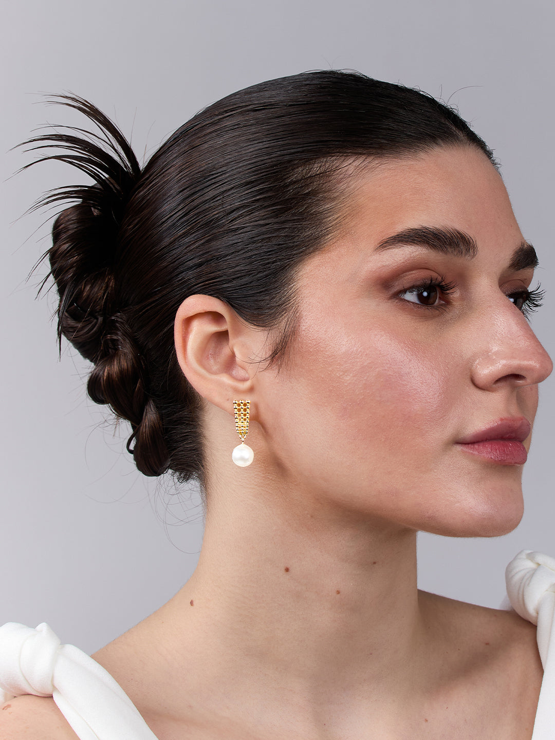 AIKA BY MINUTIAE 18K Gold-Plated White Pearl Drop Shaped Earring for Women & Girls