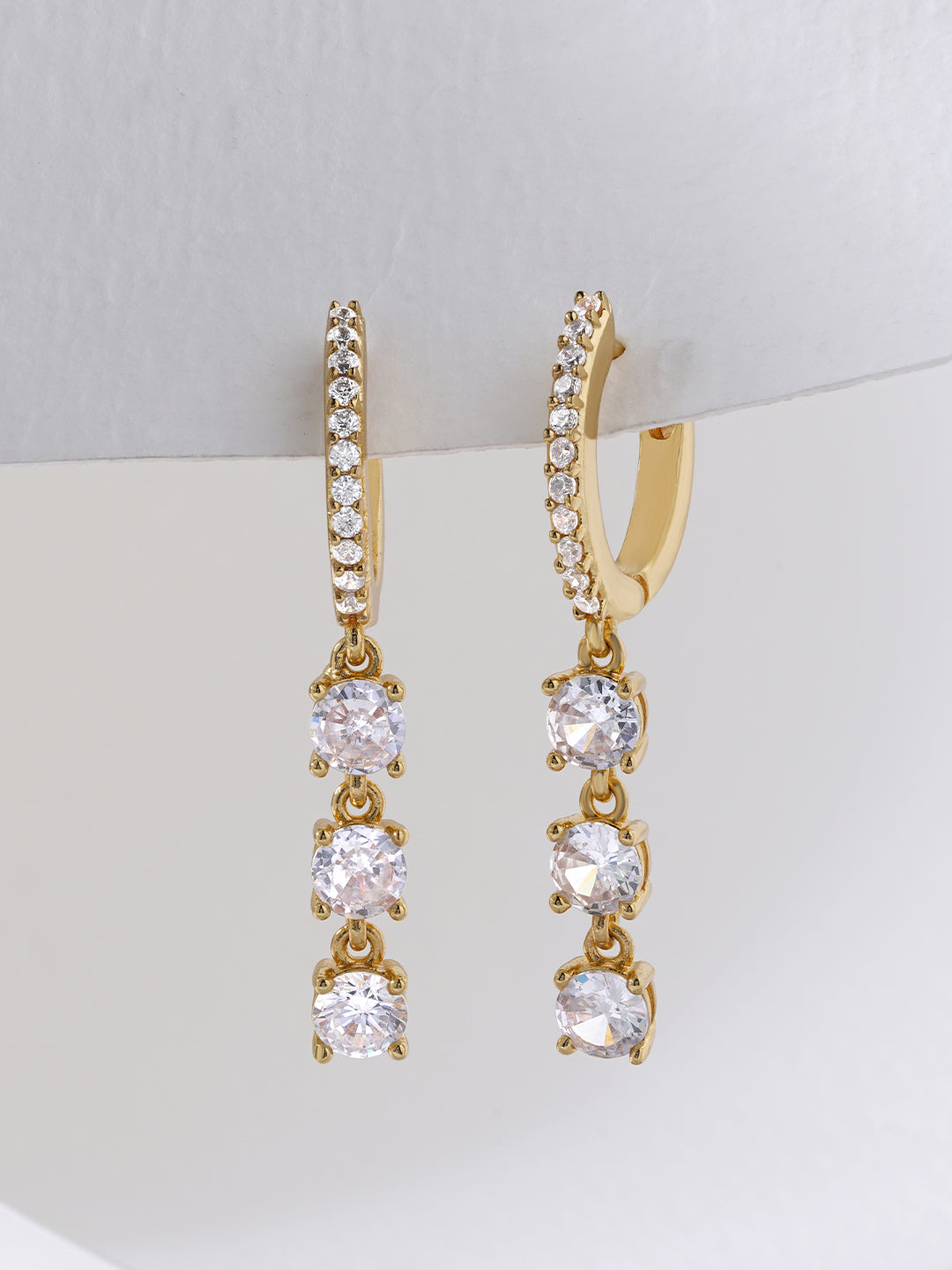 MINUTIAE Gold-Toned Circular Drop Earrings For Women's & Girl