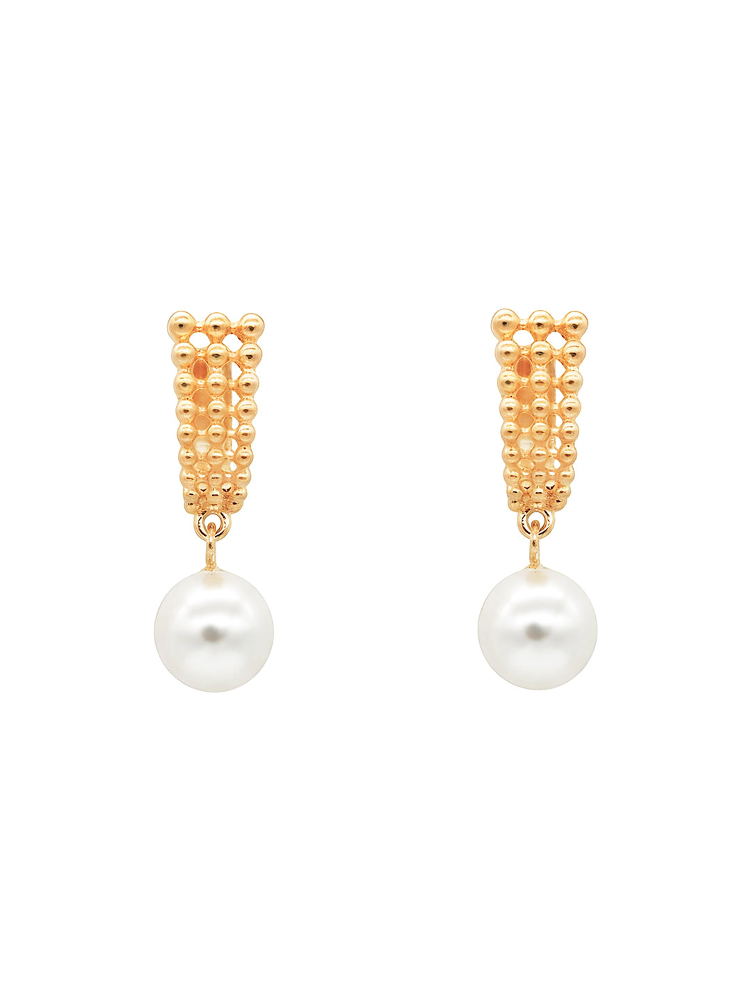 AIKA BY MINUTIAE 18K Gold-Plated White Pearl Drop Shaped Earring for Women & Girls