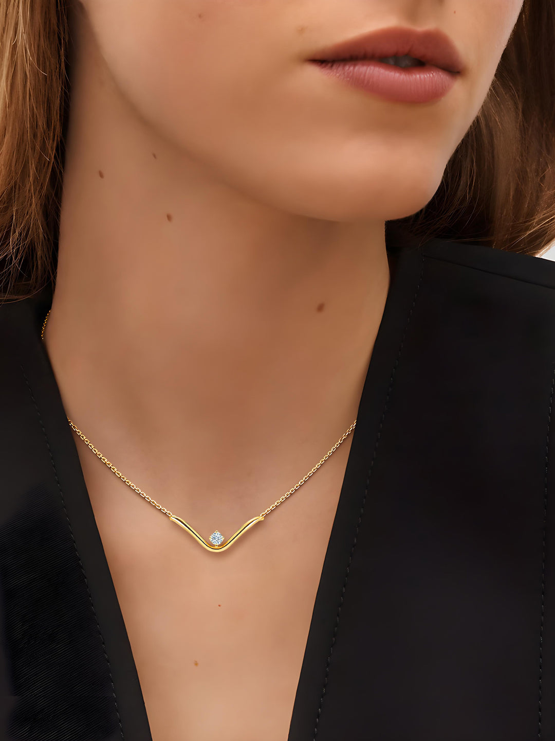 MINUTIAE Gold-Plated Crystals Studded Minimal Necklace