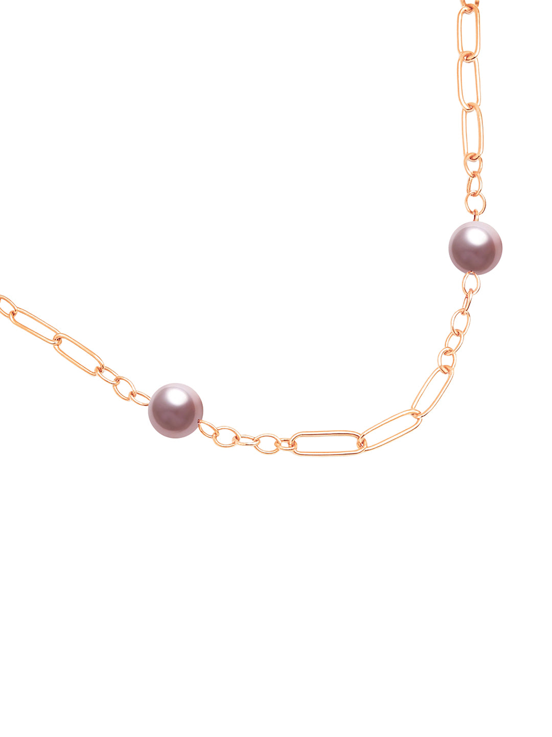 Pearl Link Chain Necklace – Gold Finish
