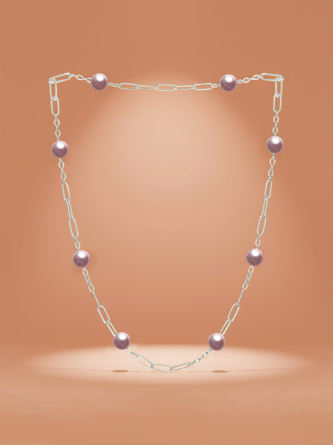 Pearl Link Chain Necklace – Gold Finish