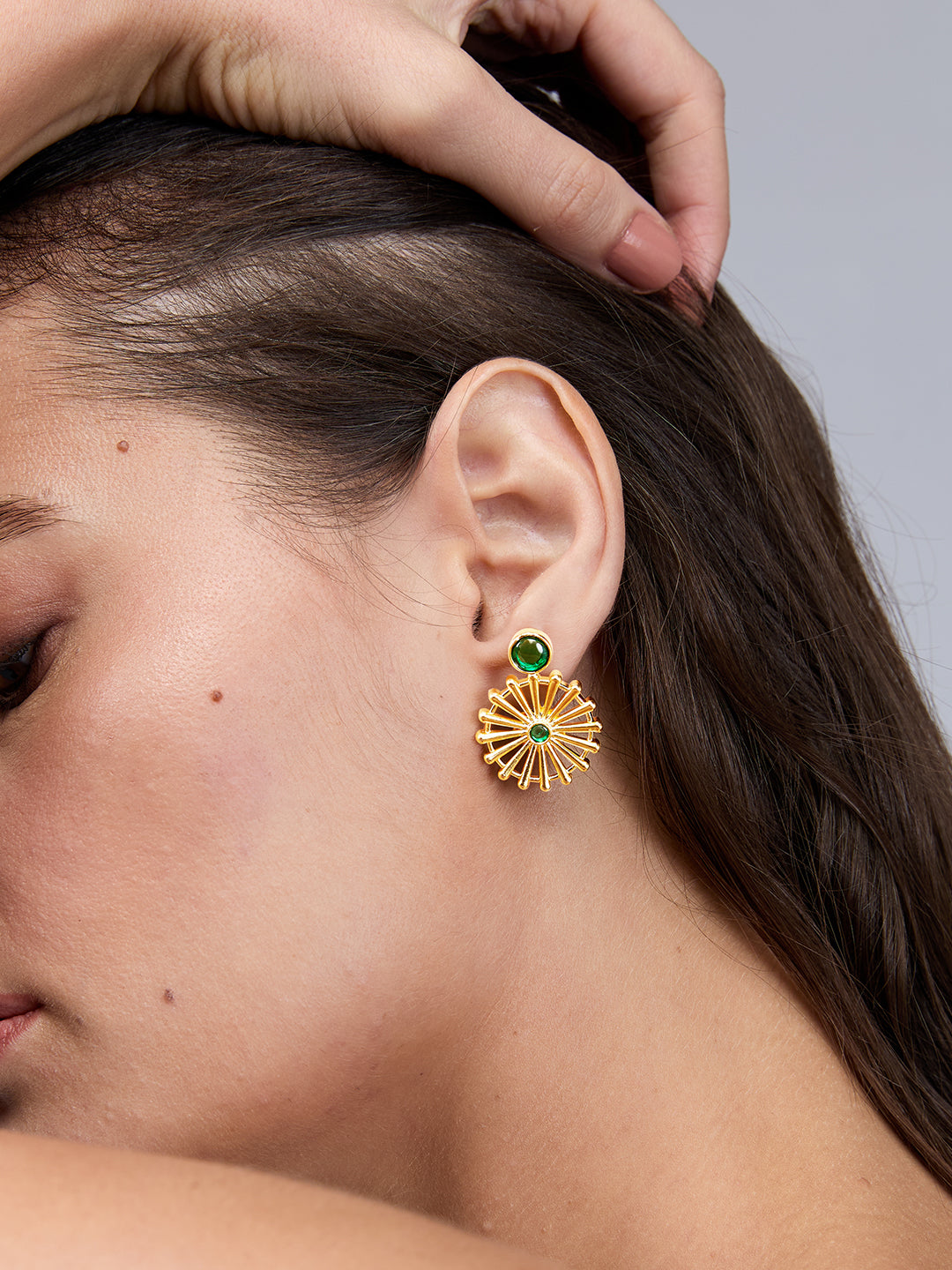 AIKA BY MINUTIAE 18K Women Gold Plated Geometric Drop Earrings