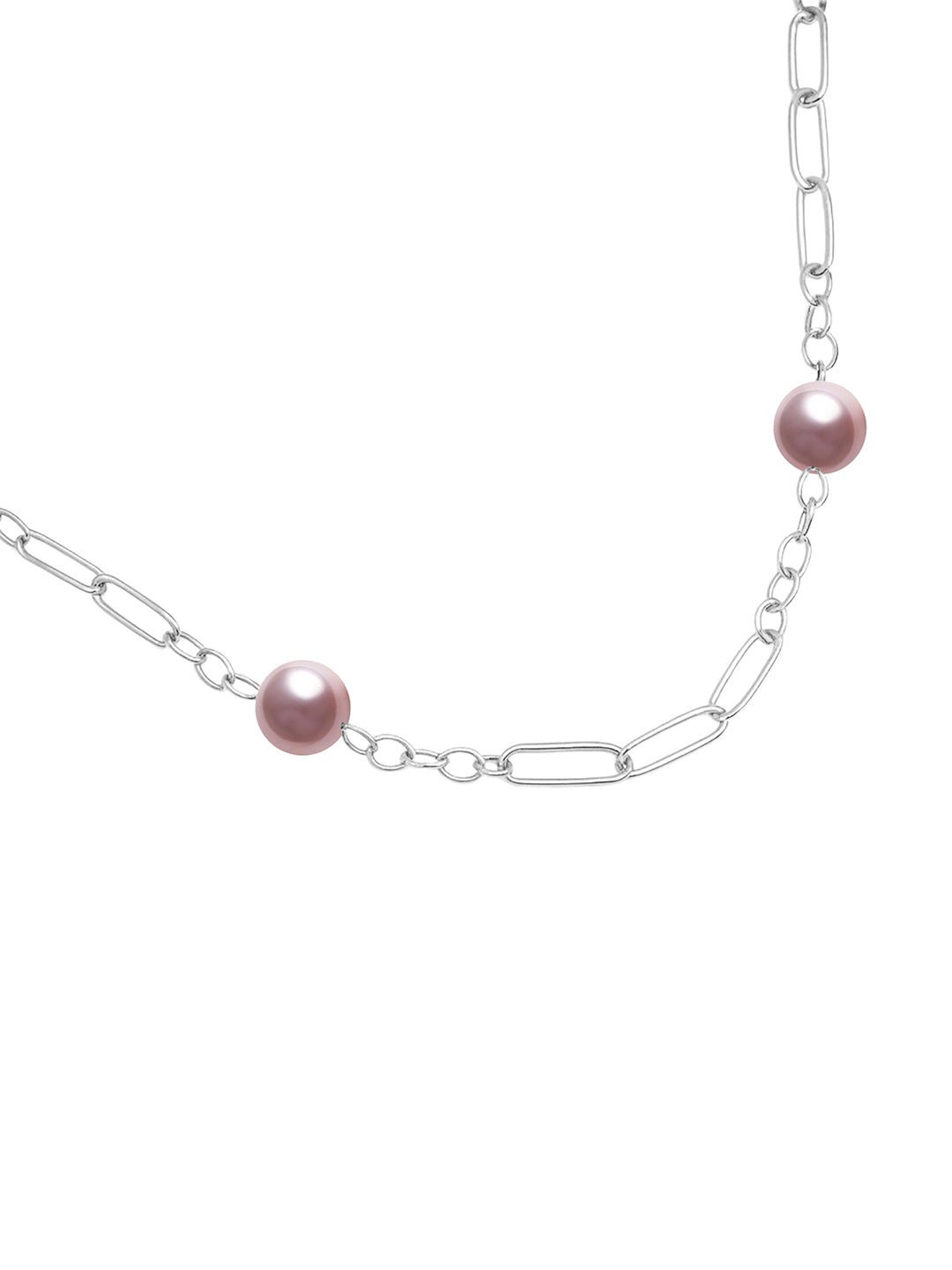 Pearl Link Chain Necklace – Gold Finish