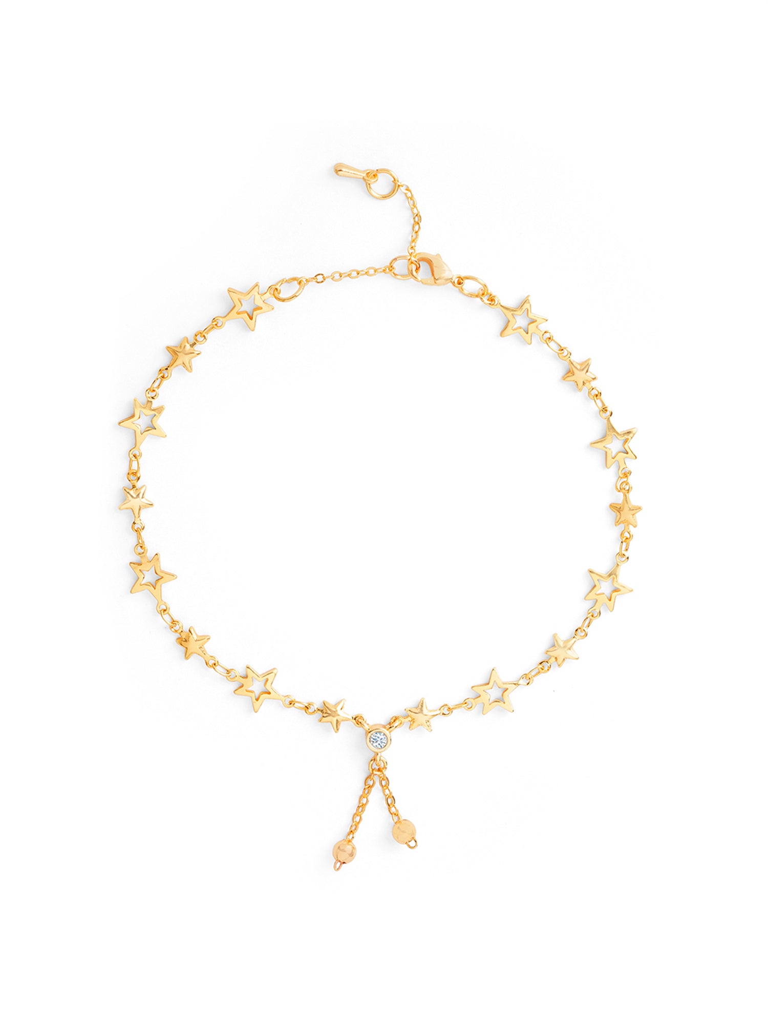 MINUTIAE Gold Plated Crystals Anklet For Women's